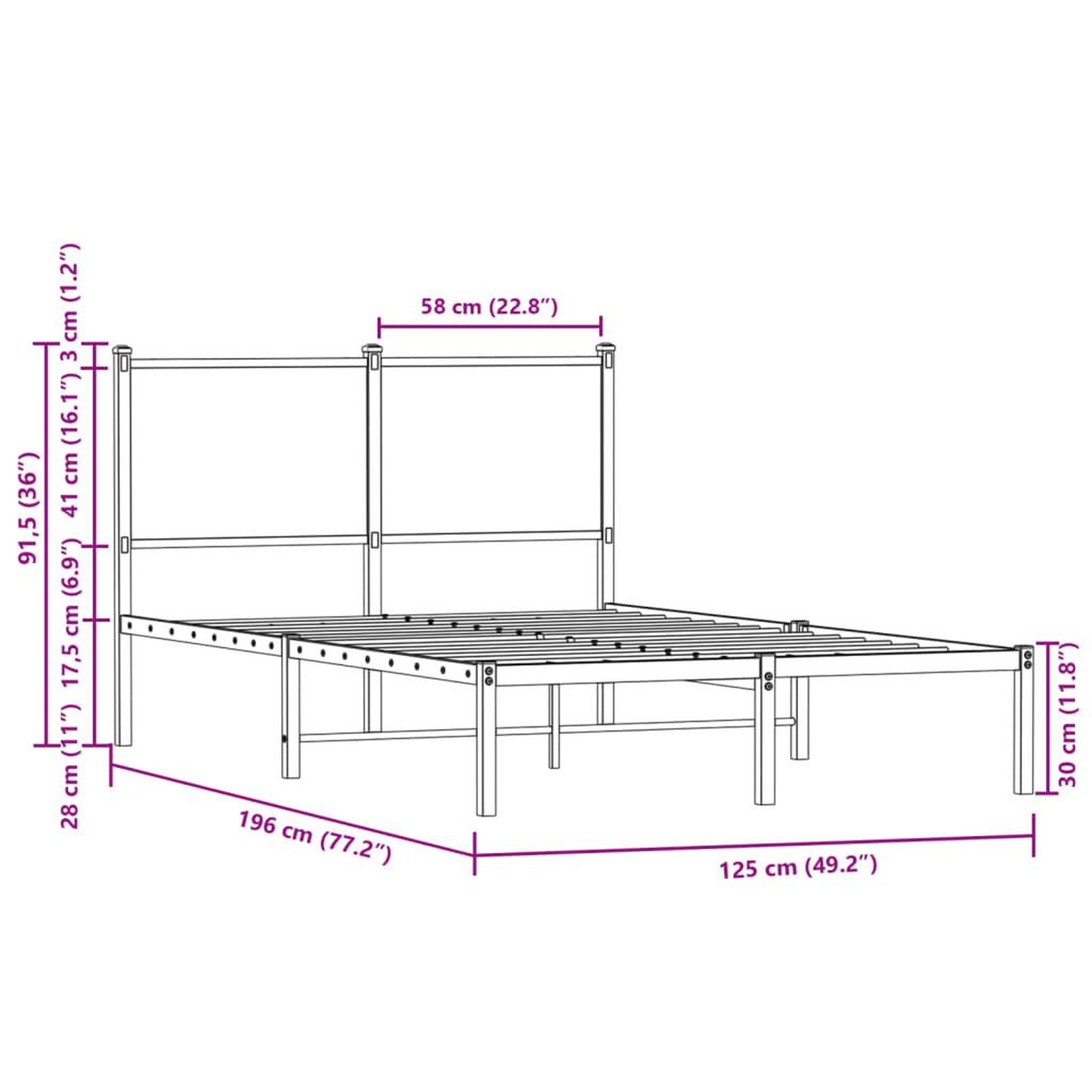 Voir la diapositive 6 : VIDAXL Cadre de lit en metal sans matelas chene fume 120x190 cm