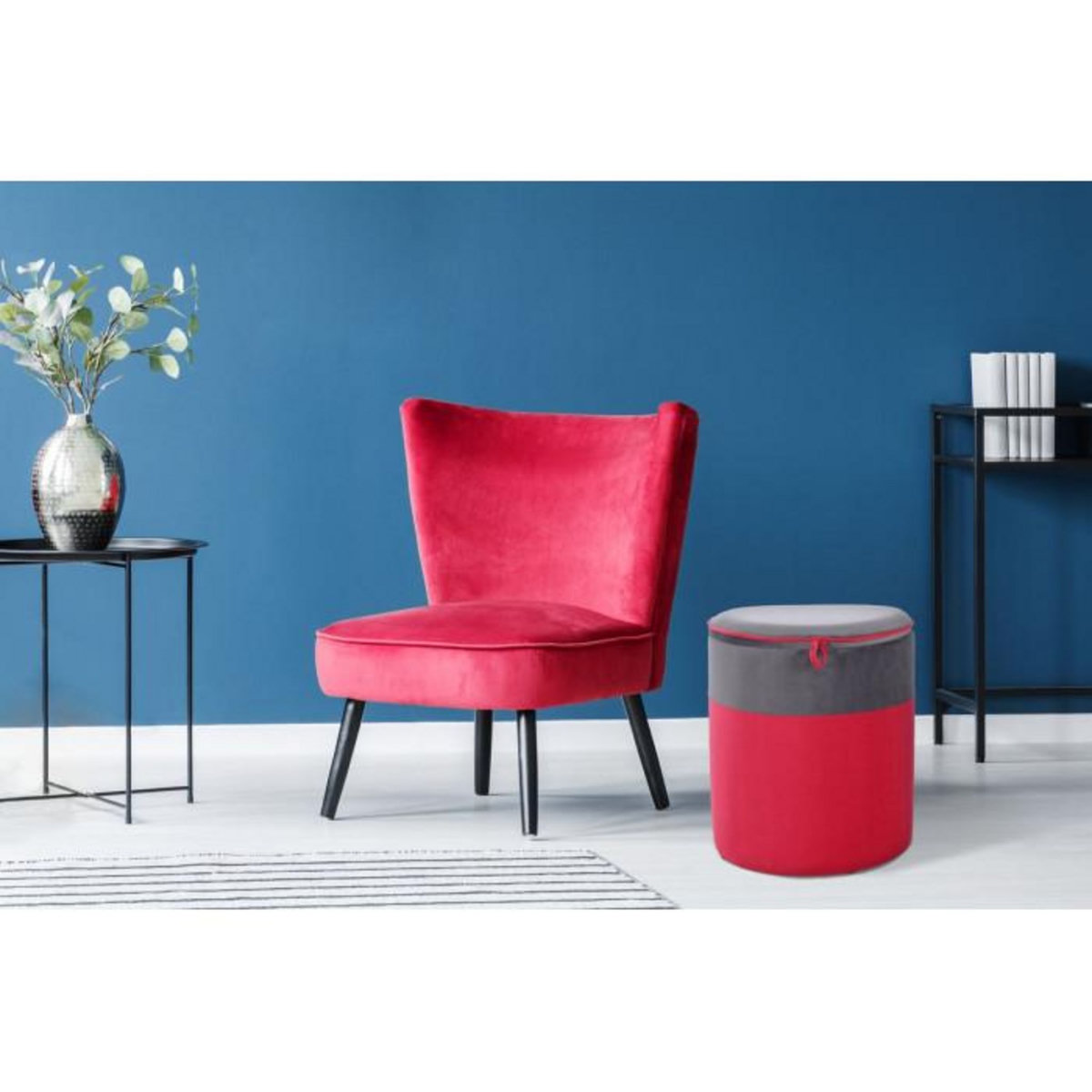 Paris Prix Pouf & Coffre de Rangement  Kassandra  40cm Rouge