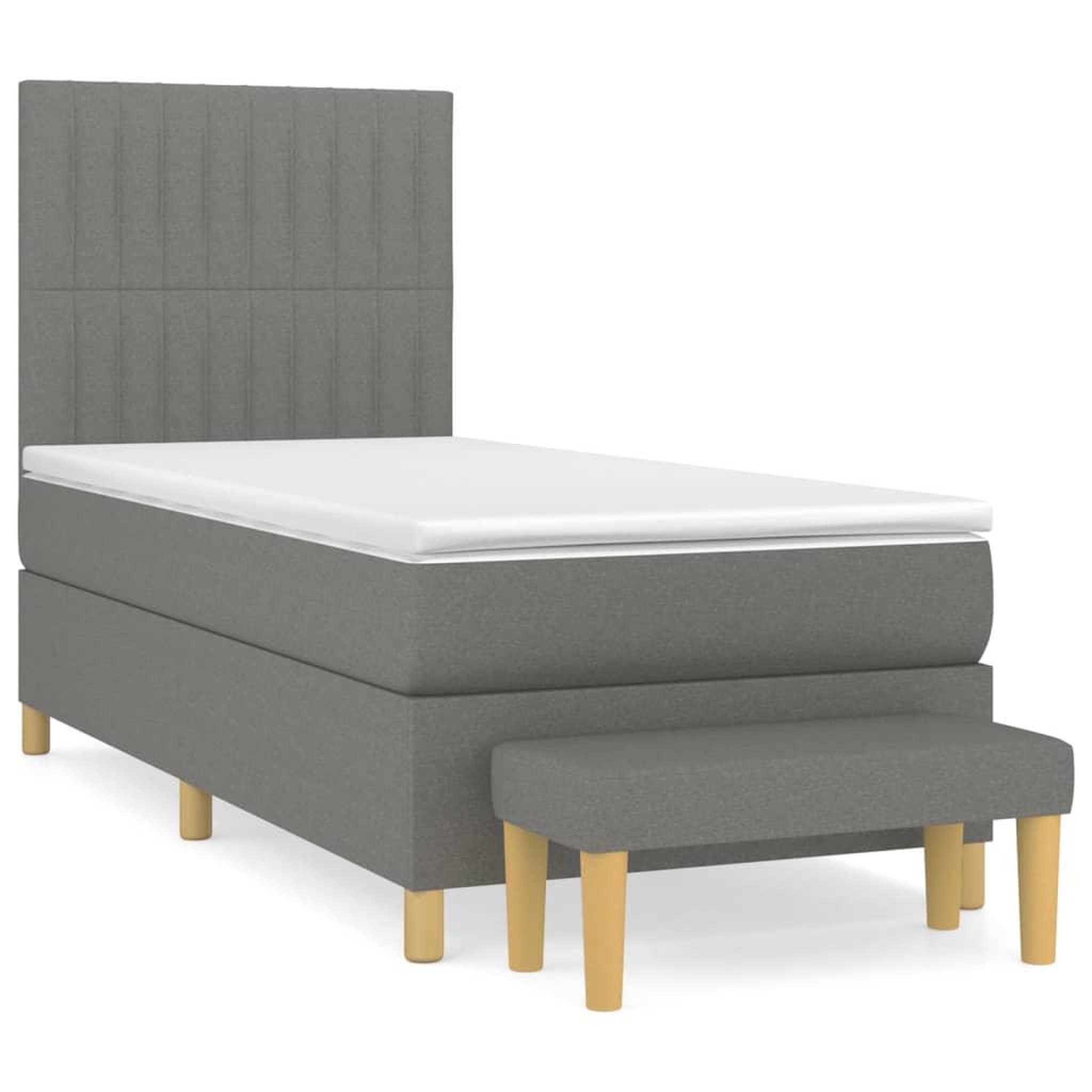 Voir la diapositive 2 : VIDAXL Sommier a lattes de lit avec matelas Gris fonce 80x200 cm Tissu