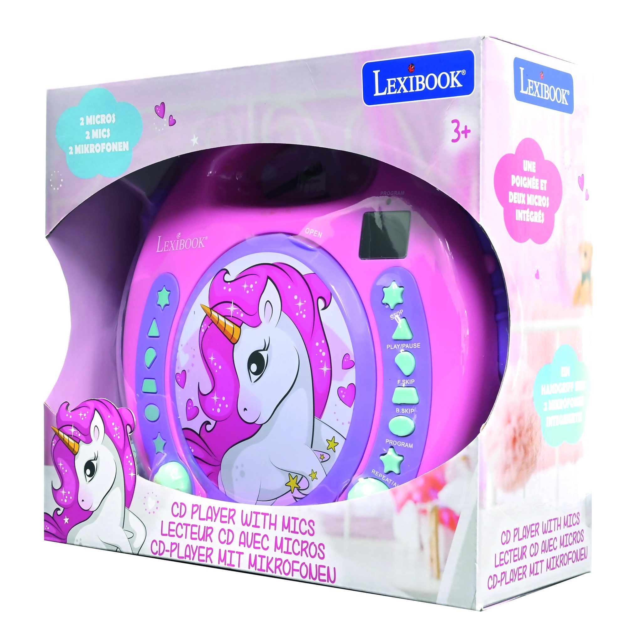 Voir la diapositive 5 : Lexibook Lecteur CD portable avec 2 microphones coloris Licorne