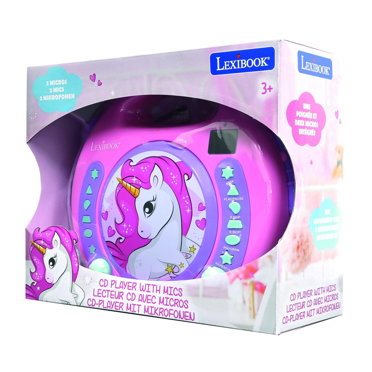 Lexibook Lecteur CD portable avec 2 microphones coloris Licorne