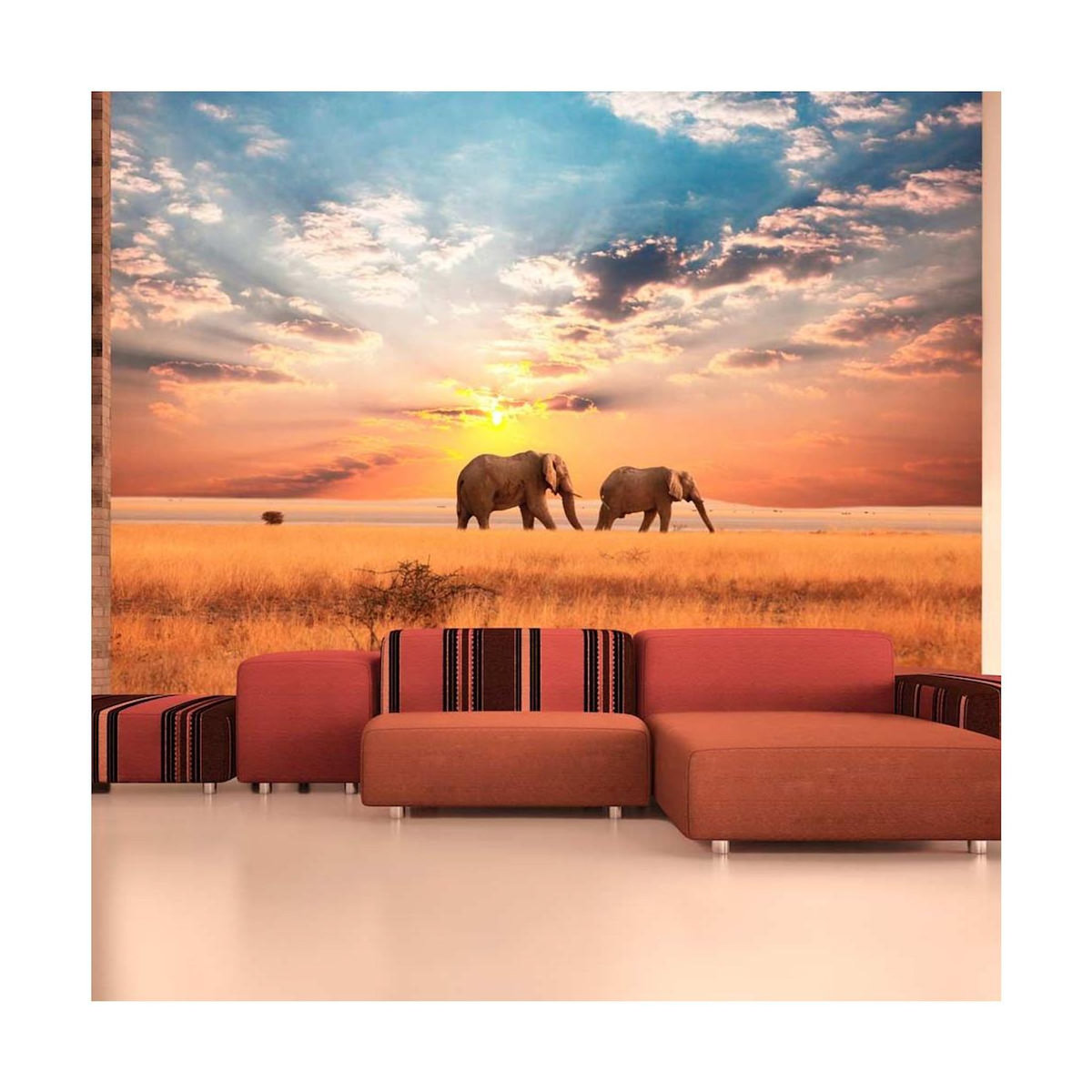 Paris Prix Papier Peint  Éléphants de Savane D'Afrique