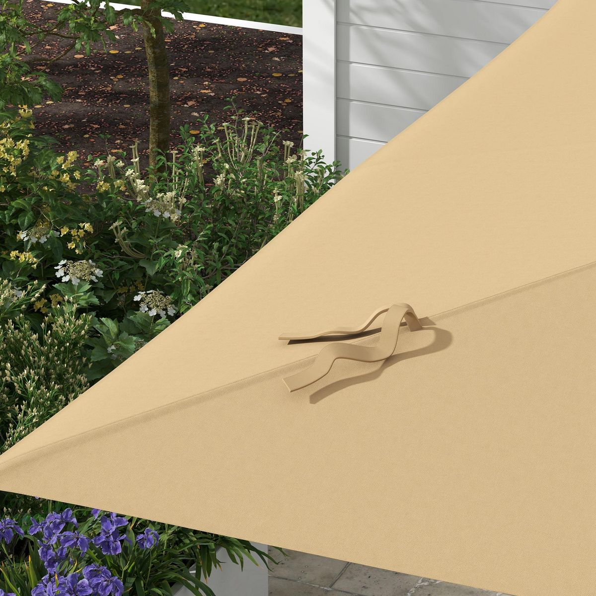 OUTSUNNY Parasol déporté carré pivotant 360° manivelle dim. 2,97L x 2,97l x 2,64H m alu. polyester kaki