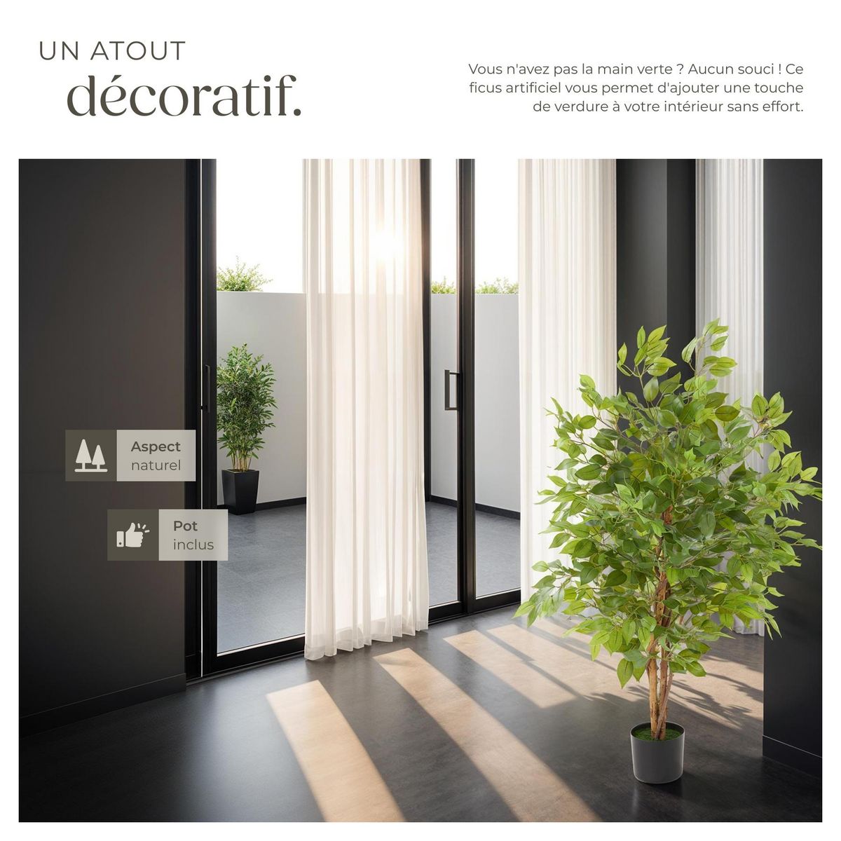 tectake Ficus artificiel design très réaliste vert