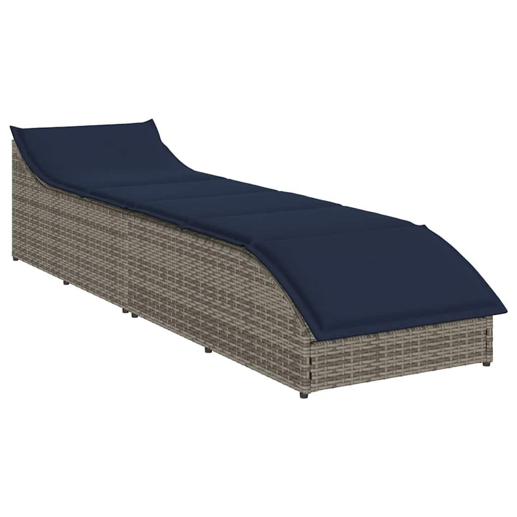 Voir la diapositive 4 : VIDAXL Chaise longue pliante coussin et rangement gris resine tressee
