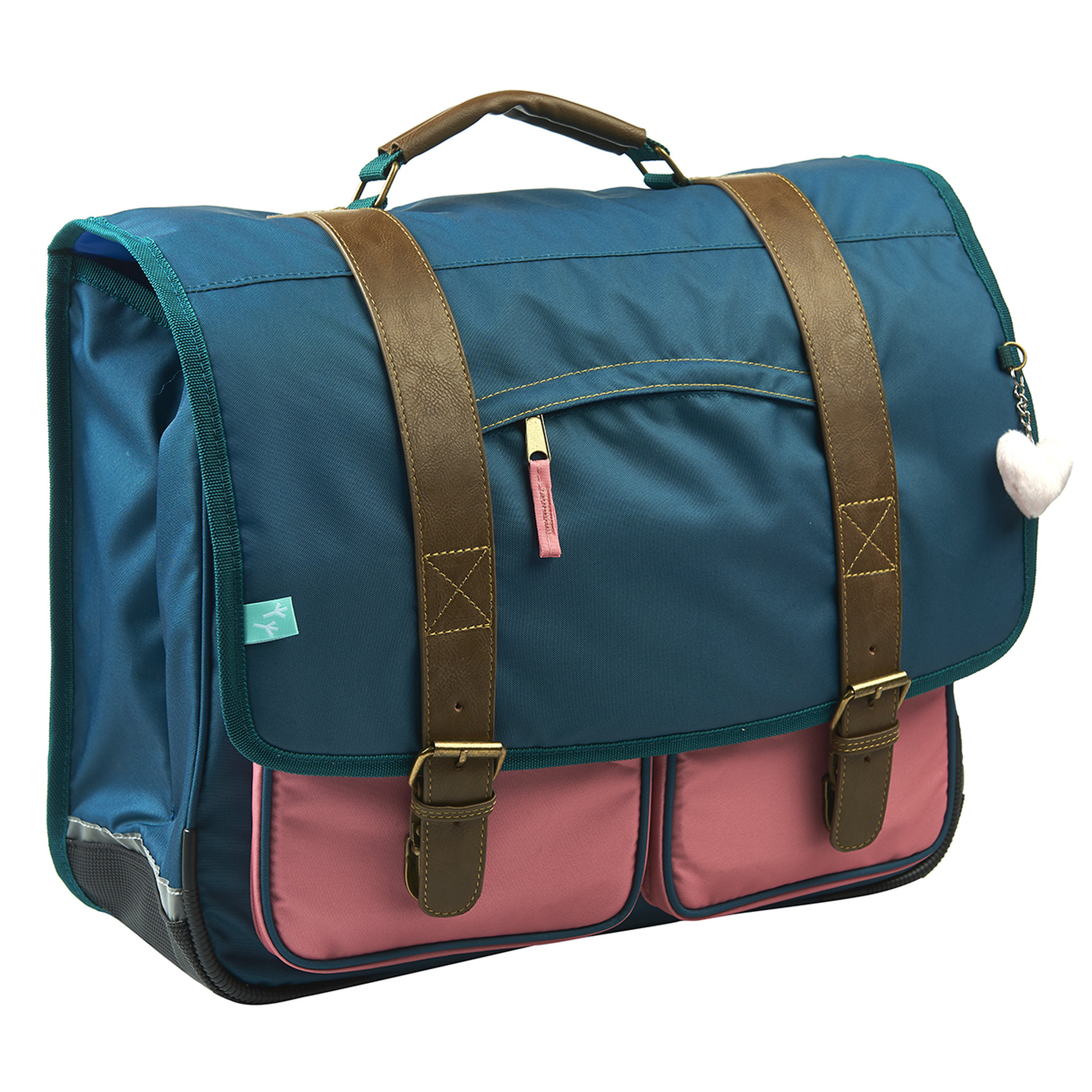 Voir la diapositive 2 : AUCHAN Cartable 38 cm CP/CE1/CE2 vert et rose avec leds