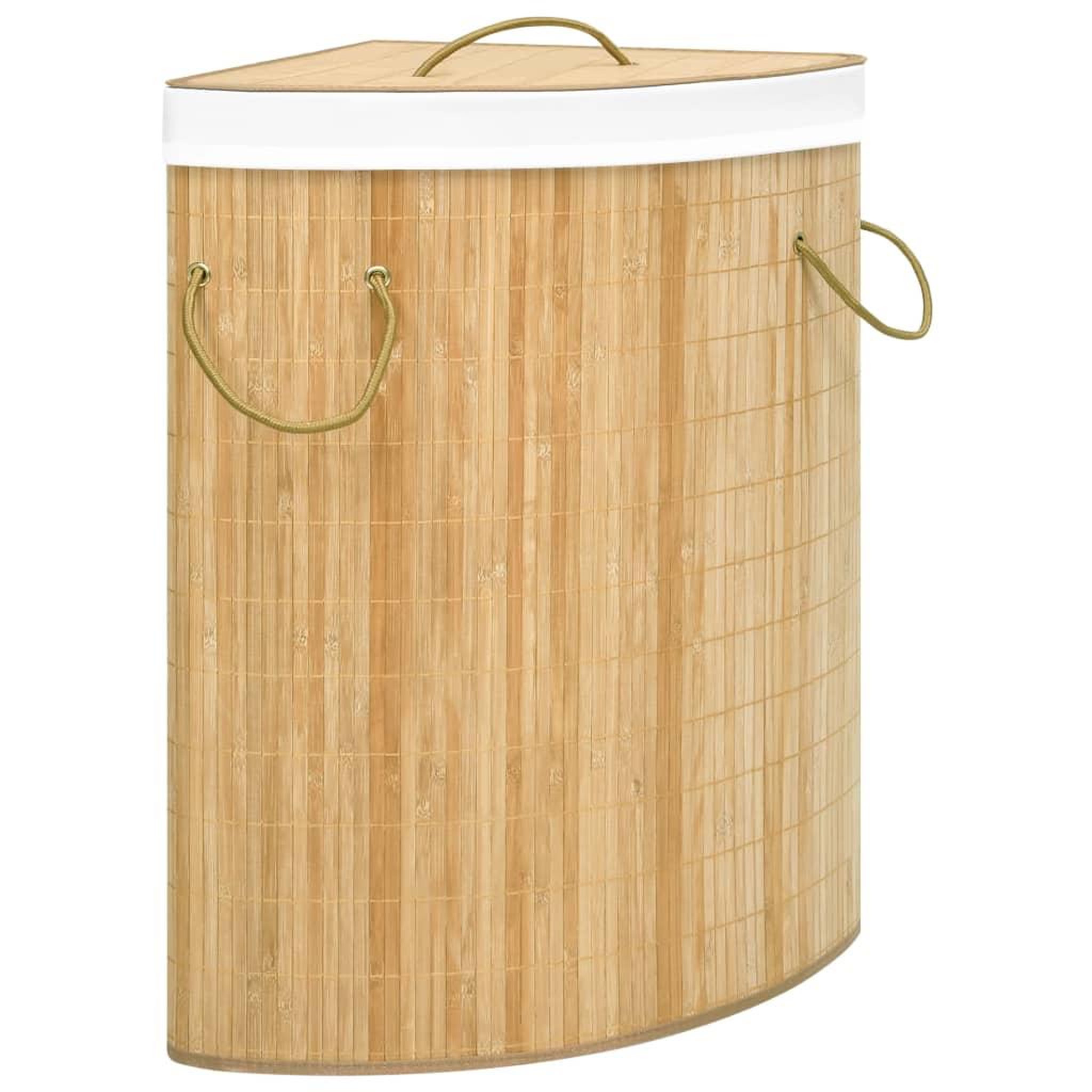 Voir la diapositive 1 : VIDAXL Panier a linge d'angle Bambou 60 L