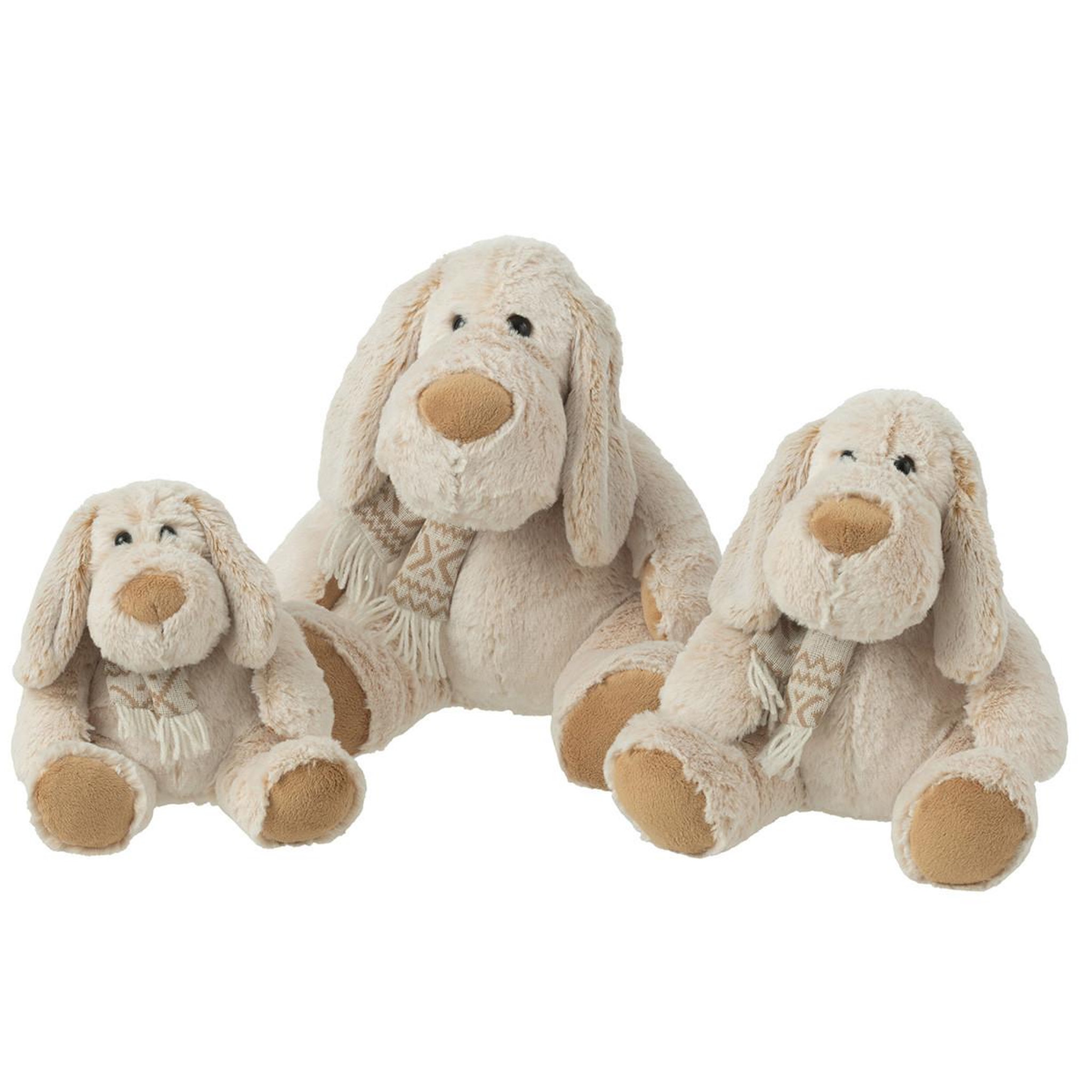 Voir la diapositive 2 : J-LINE Peluche chien assis  écharpe  30cm beige