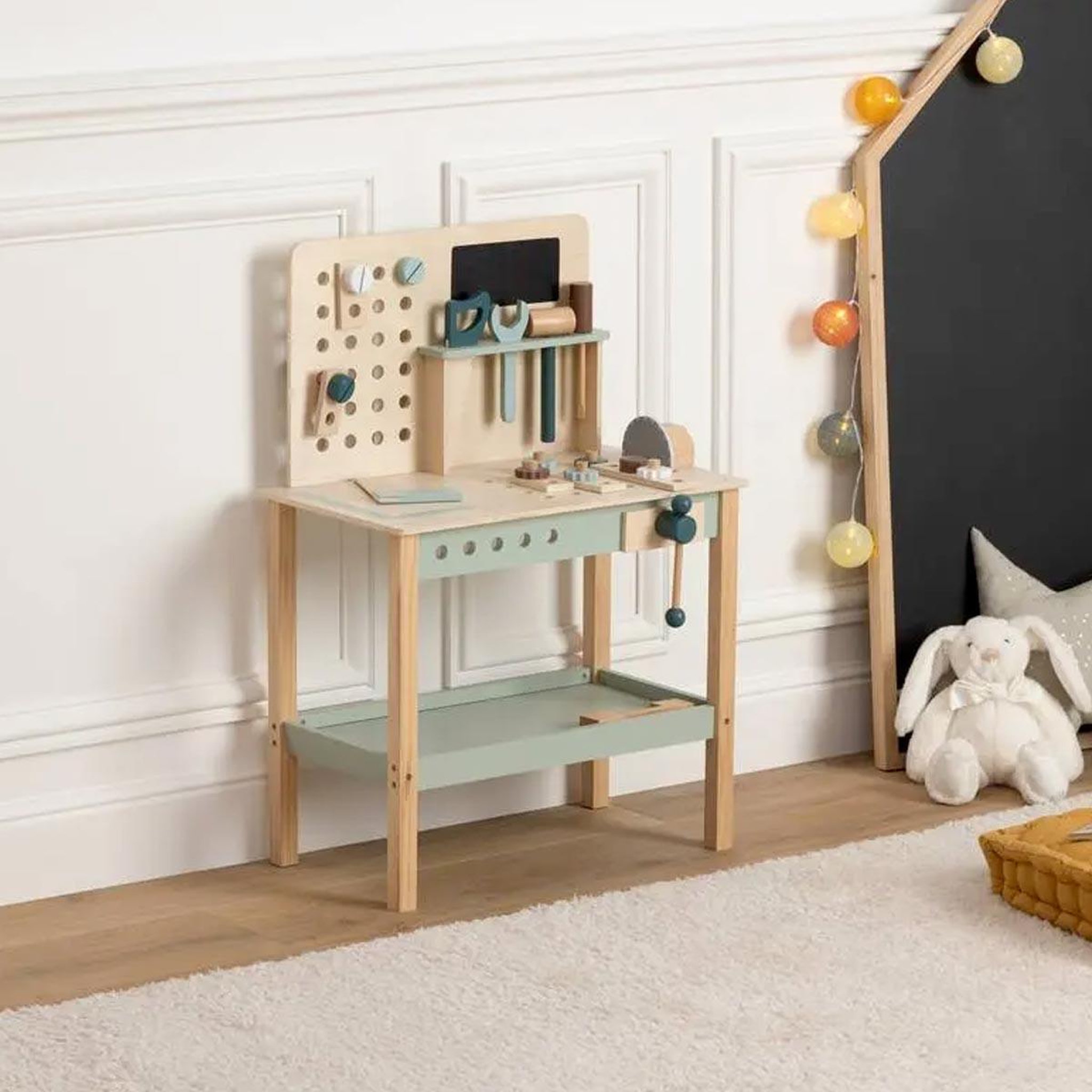 Voir la diapositive 5 : Atmosphera Kids Établi de bricolage enfant  forêt  75cm beige & vert