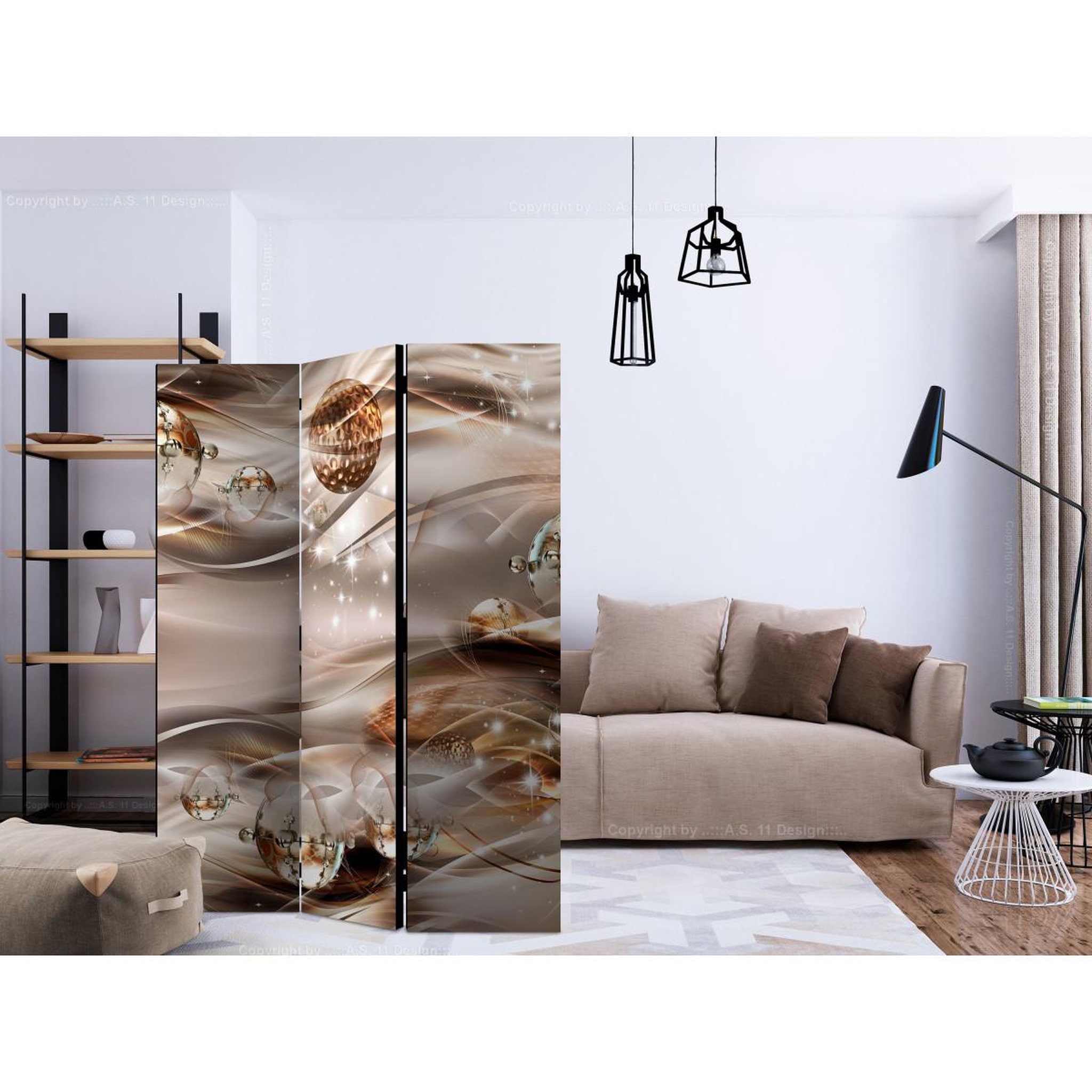Voir la diapositive 2 : Paris Prix Paravent 3 volets  amber constellation  135x172cm