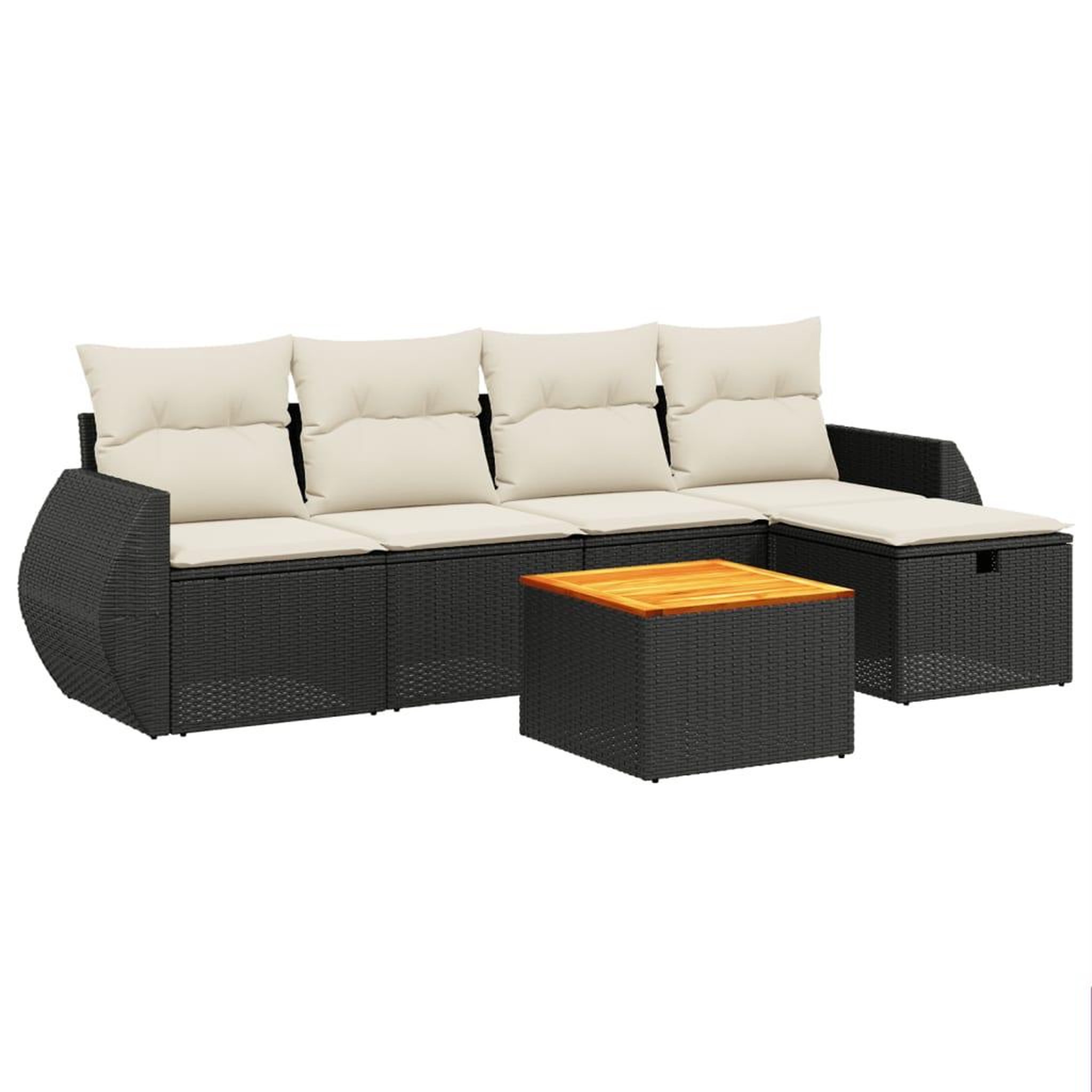 Voir la diapositive 2 : VIDAXL Salon de jardin 6 pcs avec coussins noir resine tressee