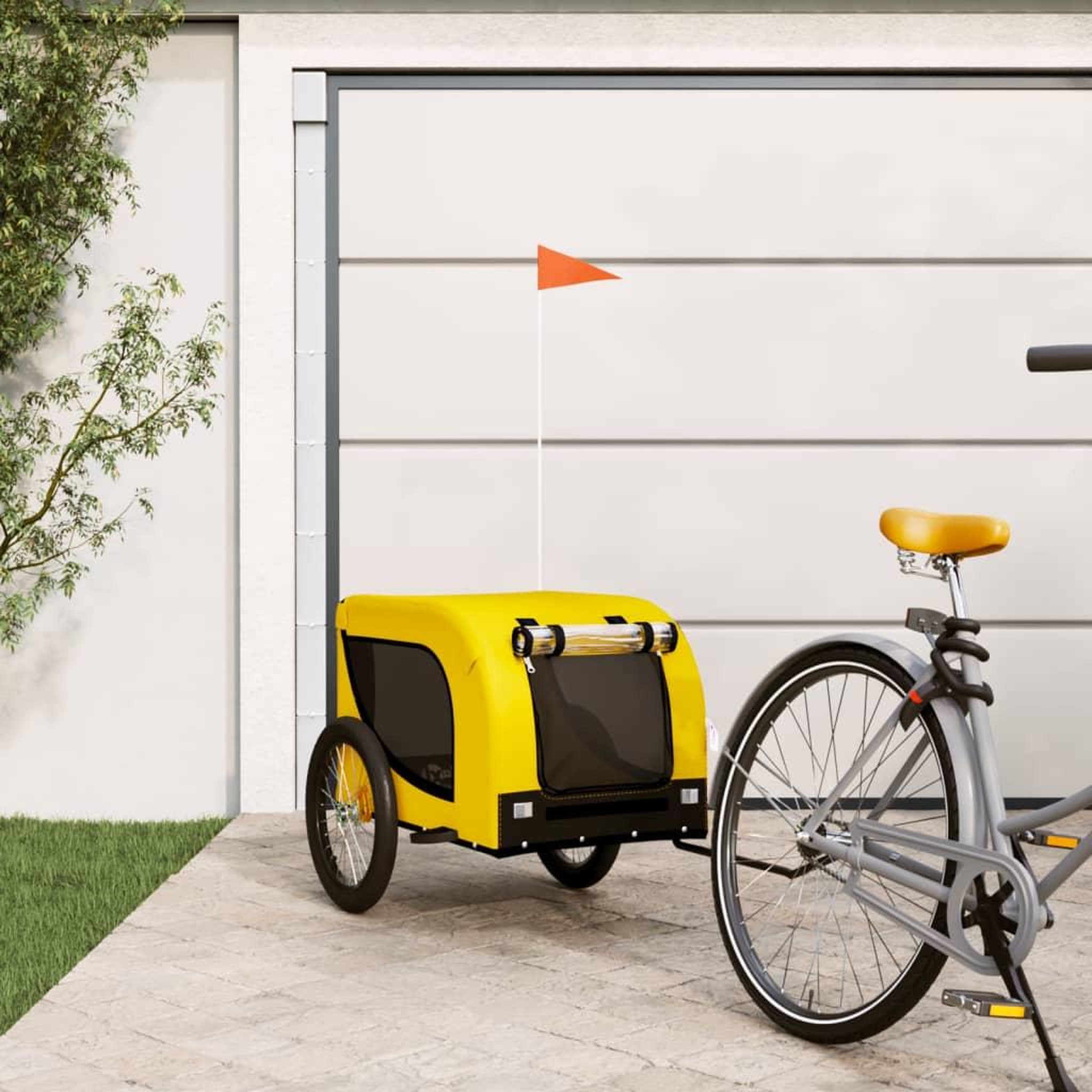 VIDAXL Remorque de velo pour animaux de compagnie jaune et noir