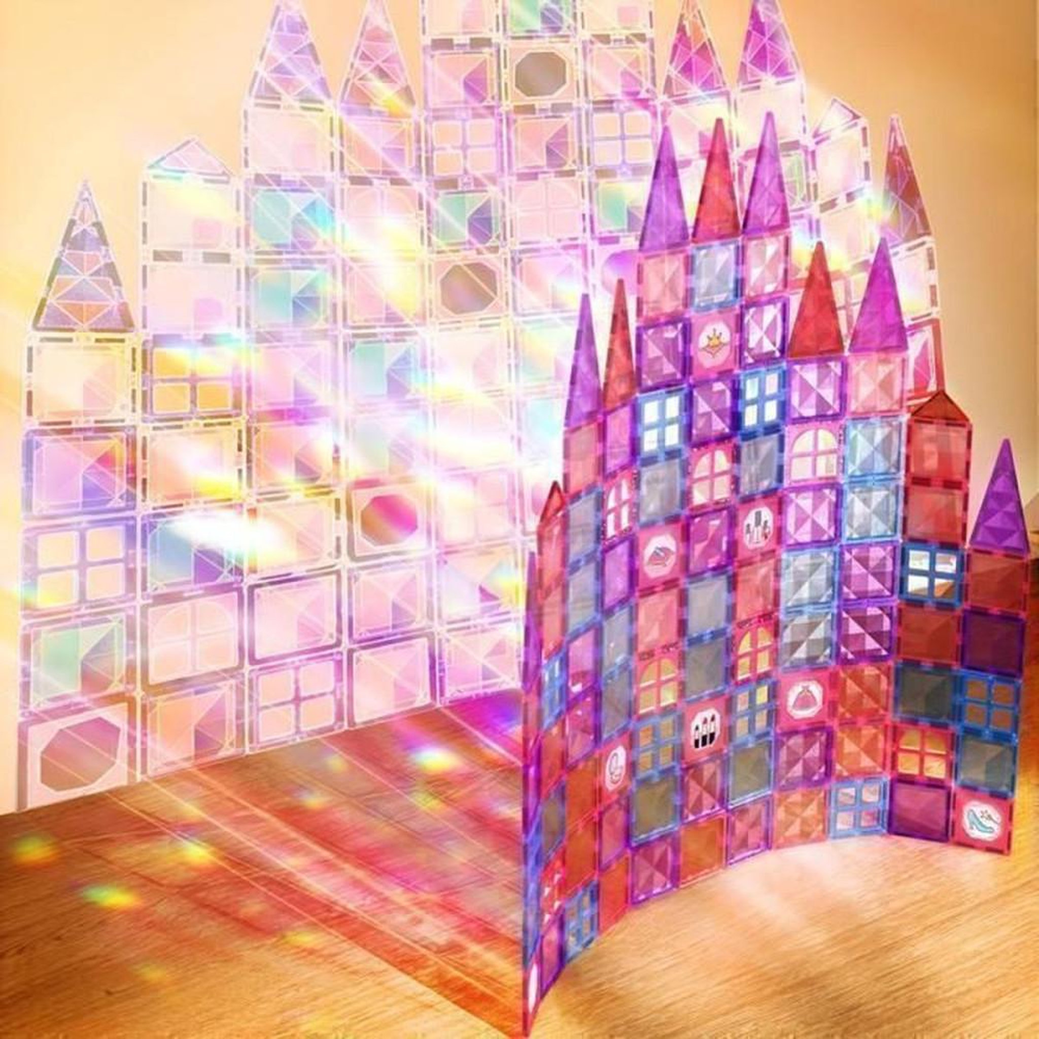 Voir la diapositive 4 : Ensemble de blocs de construction magnétiques 54 pièces multicolores pour enfants 3 à 8 ans, compatibles