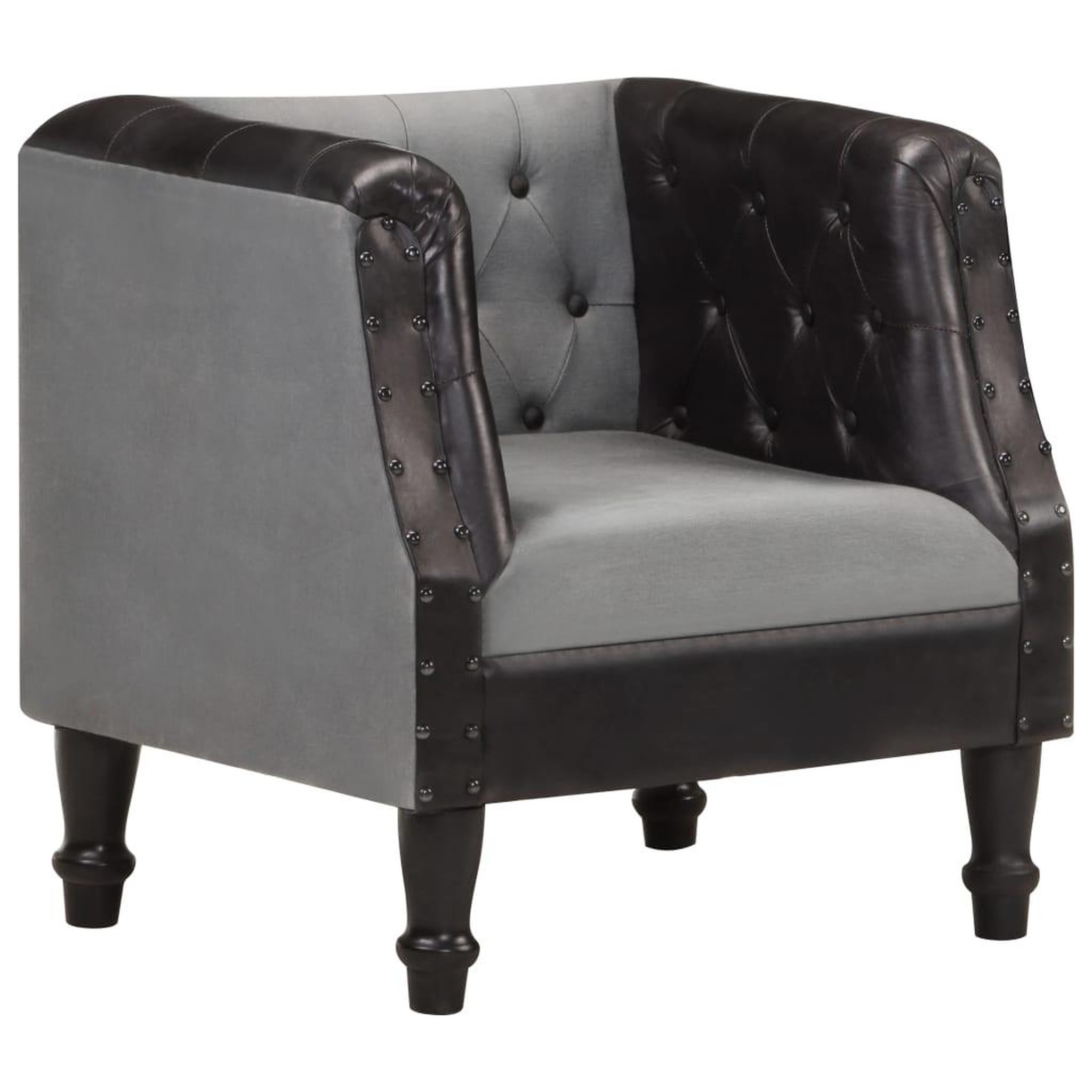 Voir la diapositive 1 : VIDAXL Chaise cabriolet Noir Cuir veritable et bois de manguier massif