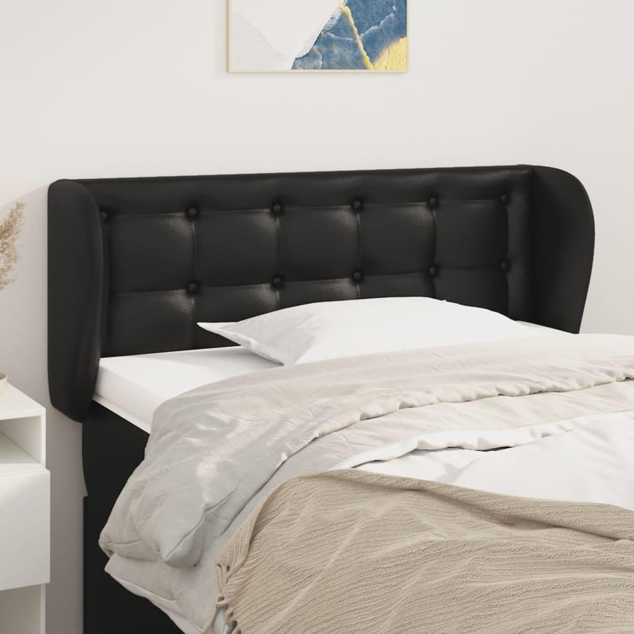 Voir la diapositive 1 : VIDAXL Tete de lit avec oreilles Noir 103x23x78/88 cm Similicuir