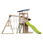 Axi House Portique Malik 2 balançoires + mur toboggan vert citron