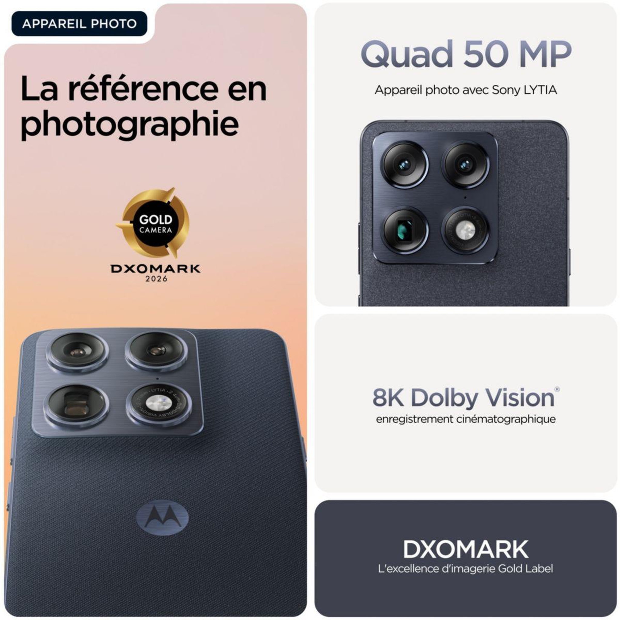 Voir la diapositive 5 : MOTOROLA Smartphone pack signature 5g 512go bleu + moto sound flow + watch motorola noir