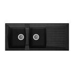 STRADOUR STRADOUR Evier cuisine a encastrer 2 bacs + 1 egouttoir Arena - Resine - 116 x 50 cm - Noir