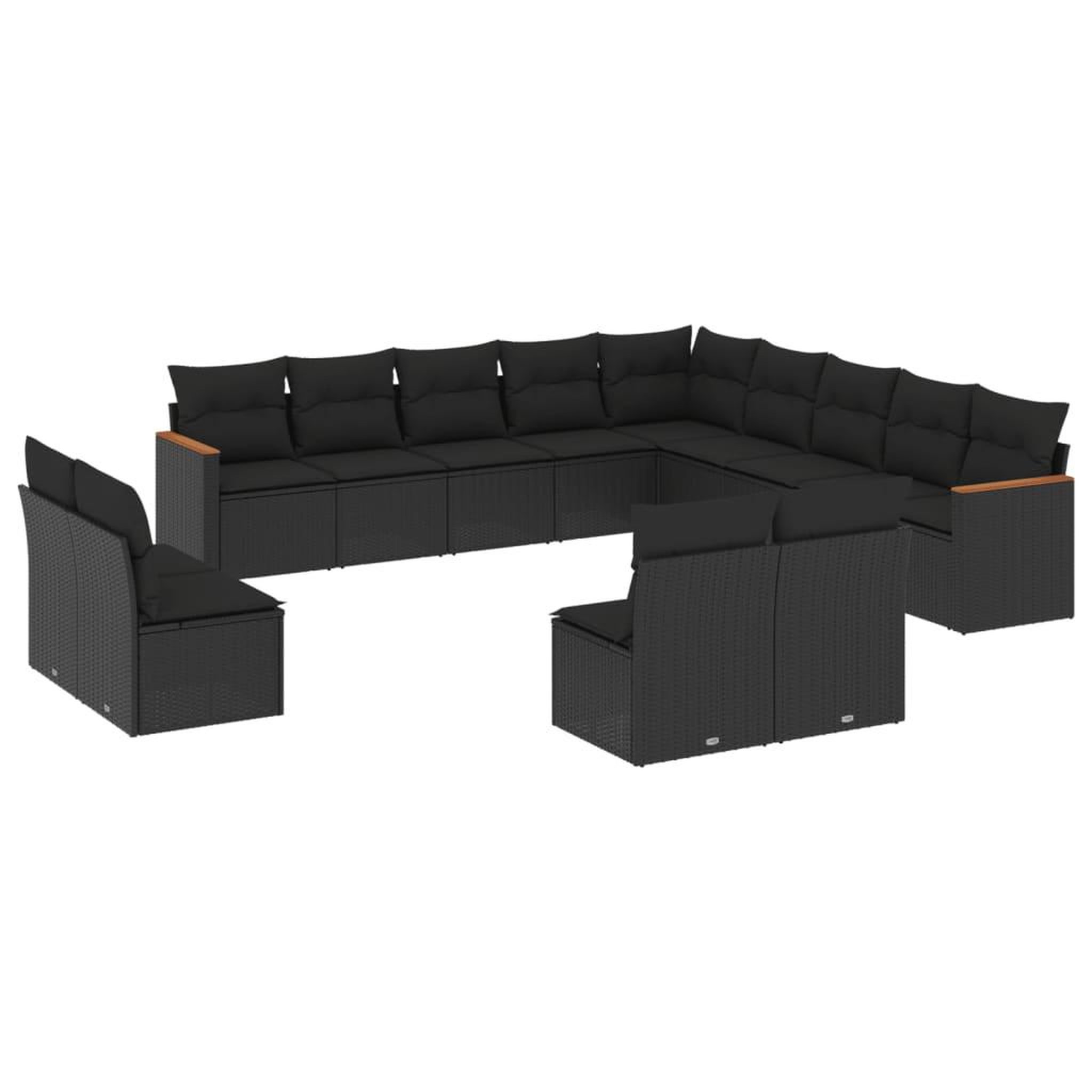 Voir la diapositive 2 : VIDAXL Salon de jardin avec coussins 13 pcs noir resine tressee