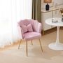 Voir la diapositive 3 : MERAX Fauteuil Fixe Avec Coussin Papillon Et Pieds En Métal Rose