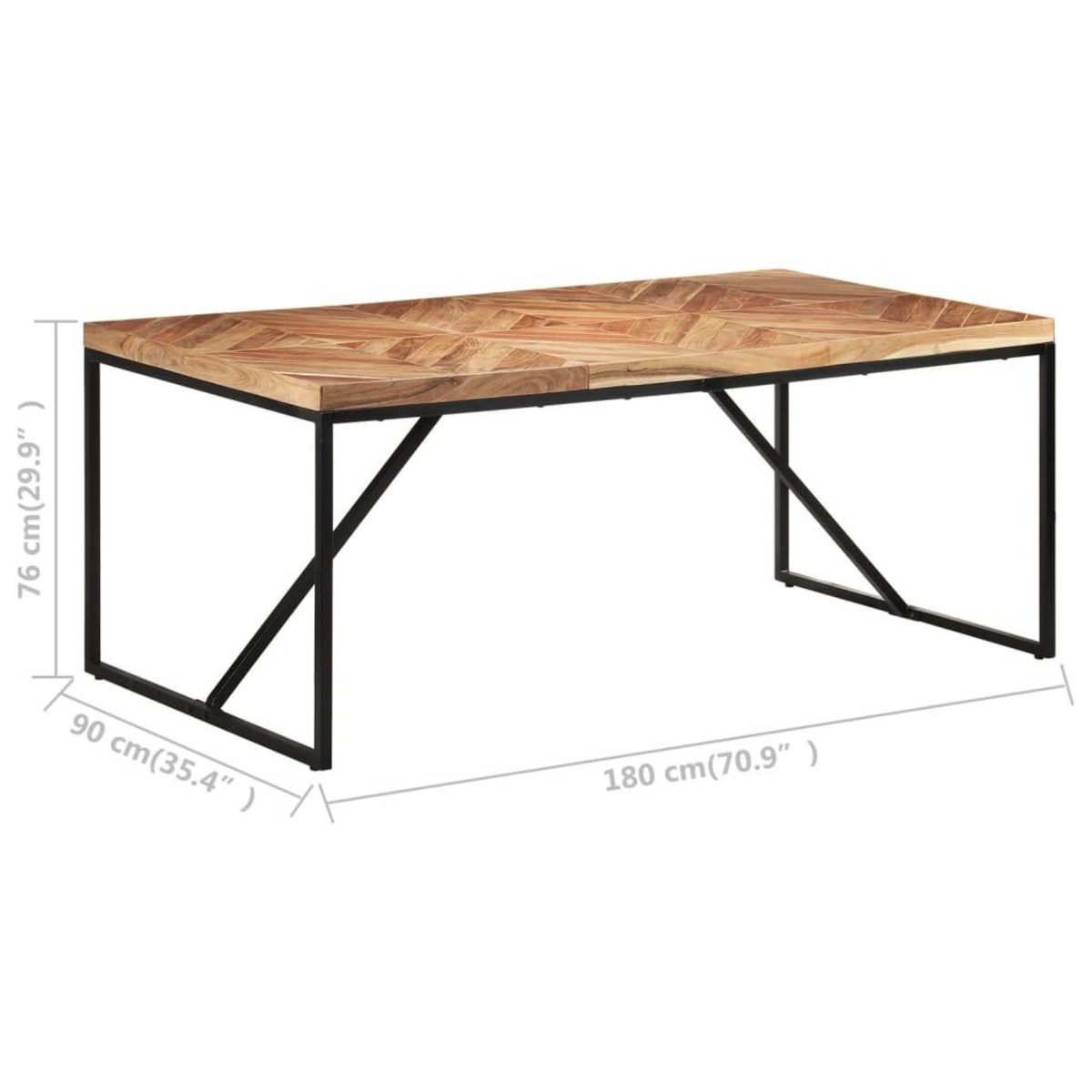 VIDAXL Table a dîner 180x90x76 cm Bois massif d'acacia et de manguier