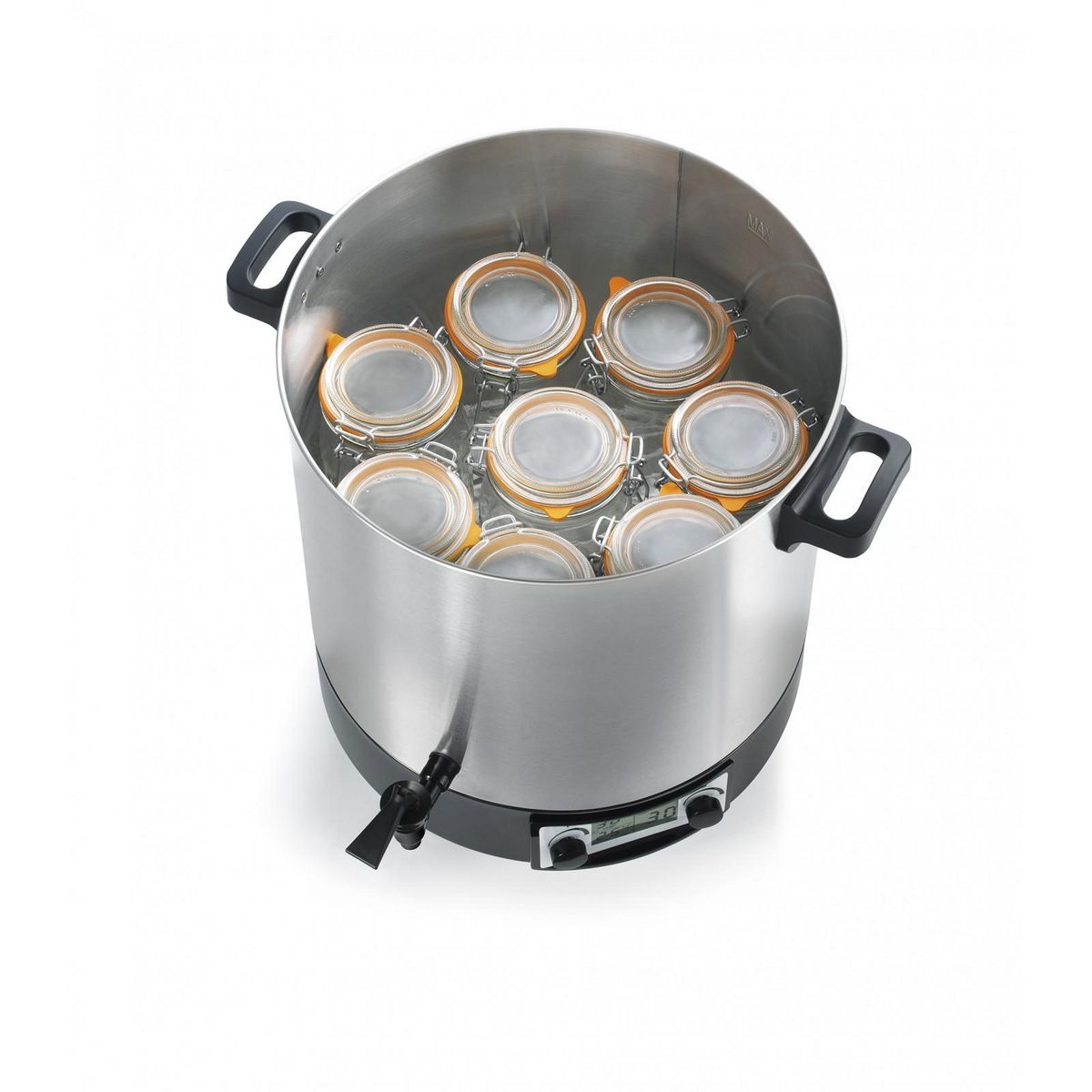 Robby Stérilisateur de bocaux électrique cuve inox avec écran lcd robinet et minuteur 31l 2000w - steri pro inox xl lcd