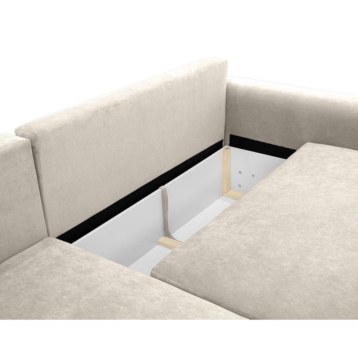 BEST MOBILIER Aurelia - canapé d'angle gauche 4 places convertible avec coffre en tissu texturé