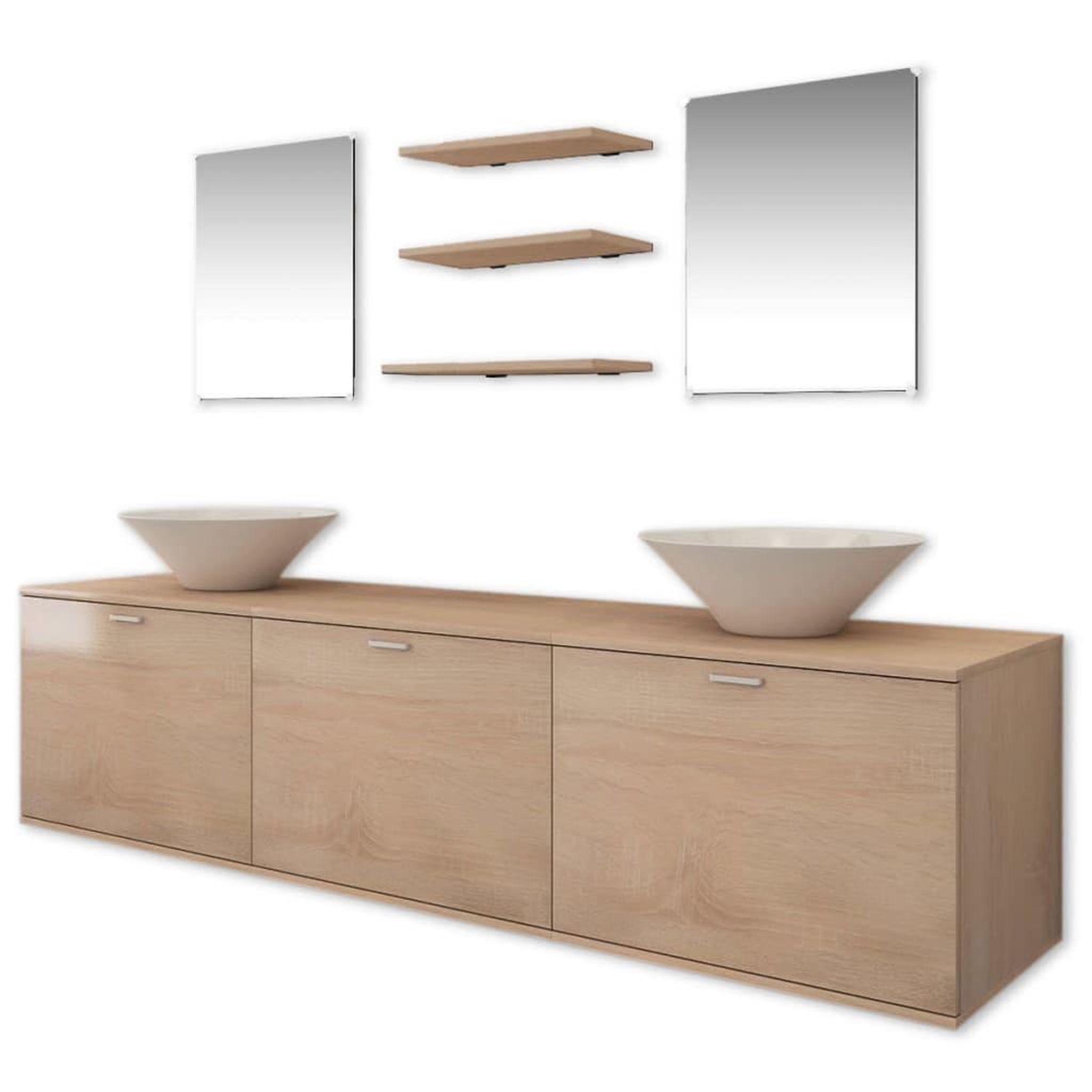 Voir la diapositive 2 : VIDAXL 8 pieces de mobilier de salle de bain et lavabo Beige