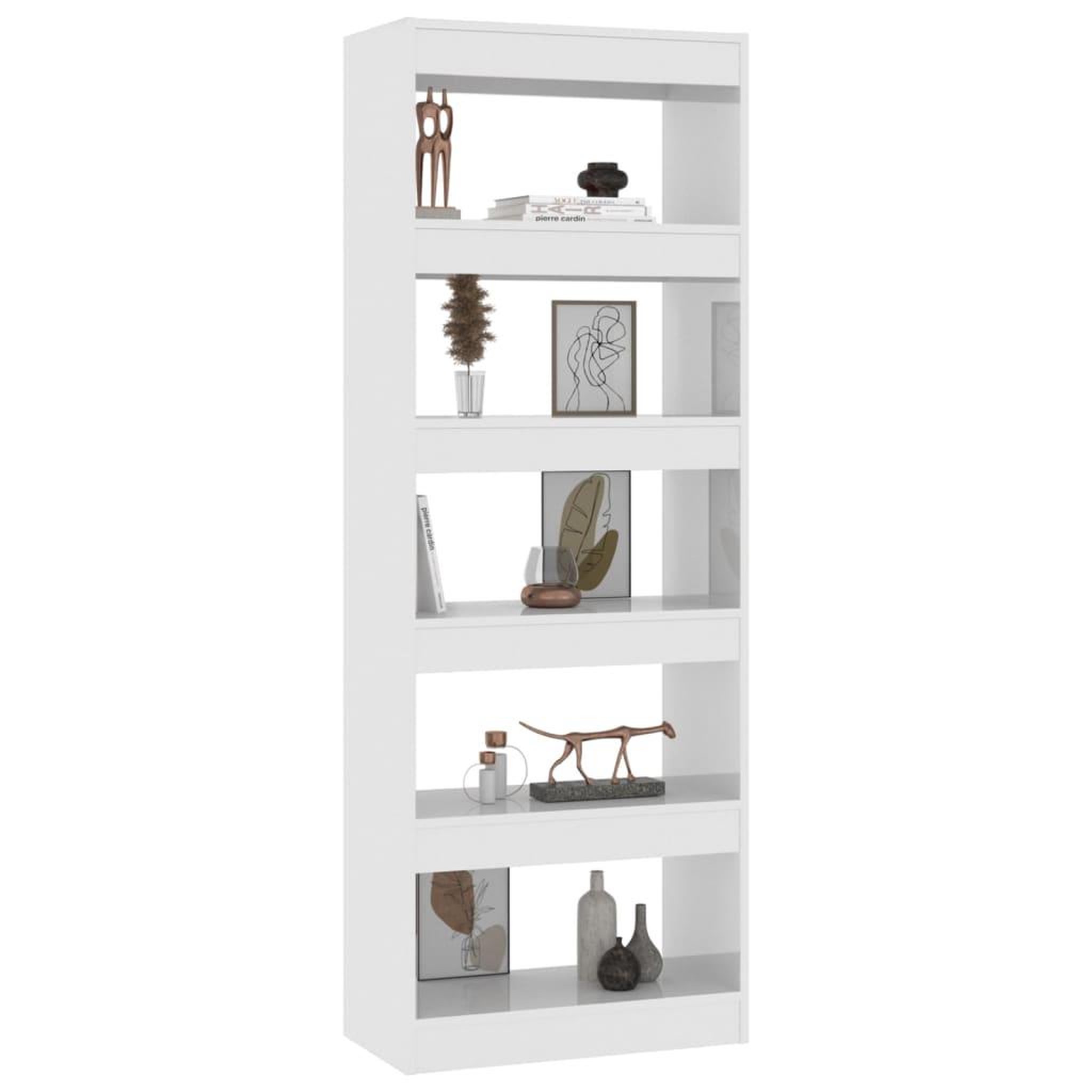 Voir la diapositive 4 : VIDAXL Bibliotheque/Separateur de piece Blanc brillant bois ingenierie