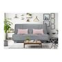 Voir la diapositive 2 : GRUHIER COMFORT BULTEX Banquette clic clac - Tissu Gris + Coussins deco rose - L193 x P9