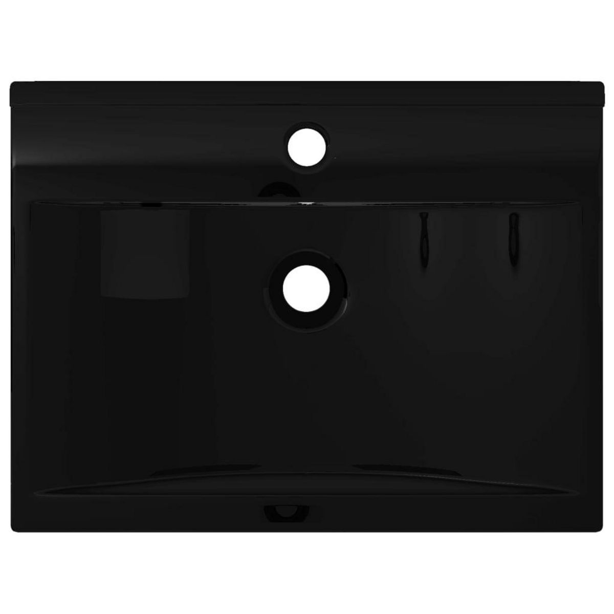 VIDAXL Vasque a poser en ceramique noir perçage pour la robinetterie 60x46cm