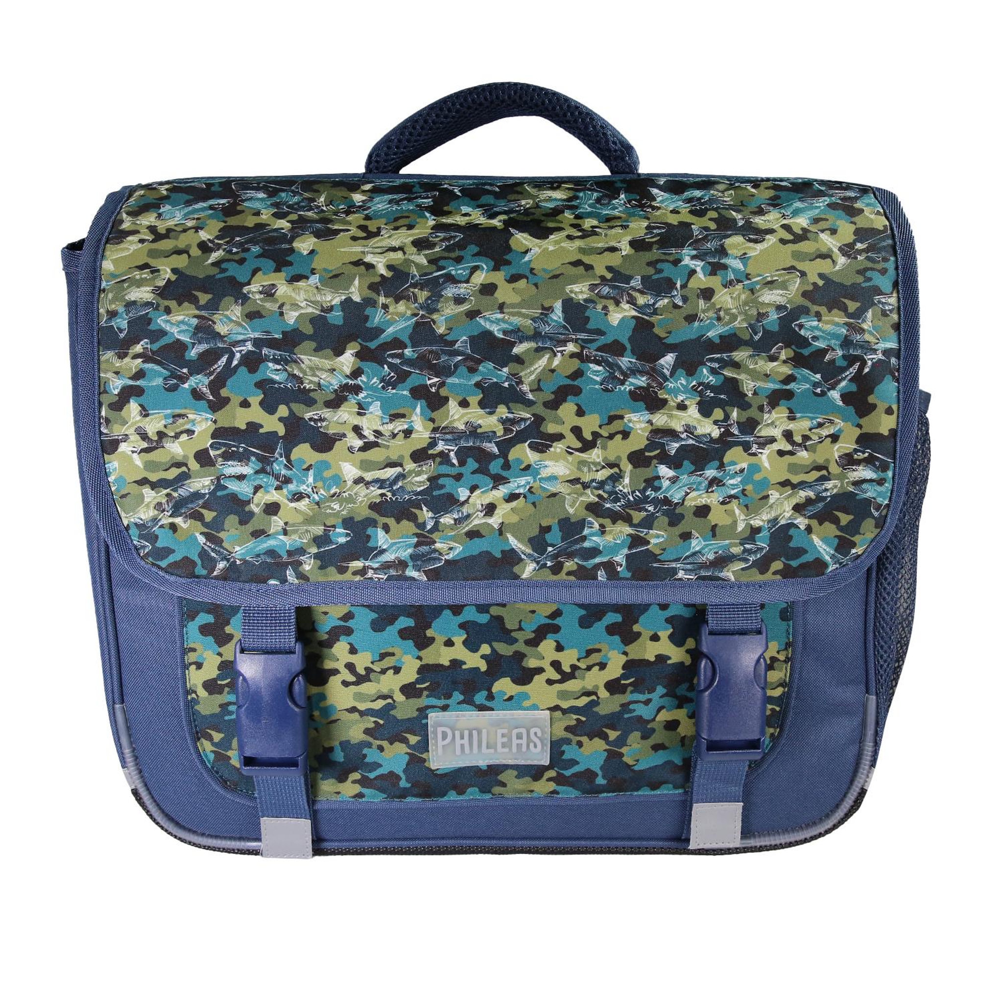 Bagtrotter Cartable Scolaire Primaire 38cm Phileas - Requins Bleu Marine  2 Compartiments - Bagtrotter