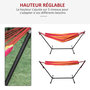 Voir la diapositive 4 : OUTSUNNY Hamac de jardin avec support en métal époxy hamac sur pied 1 place charge max. 120 Kg sac transport rouge