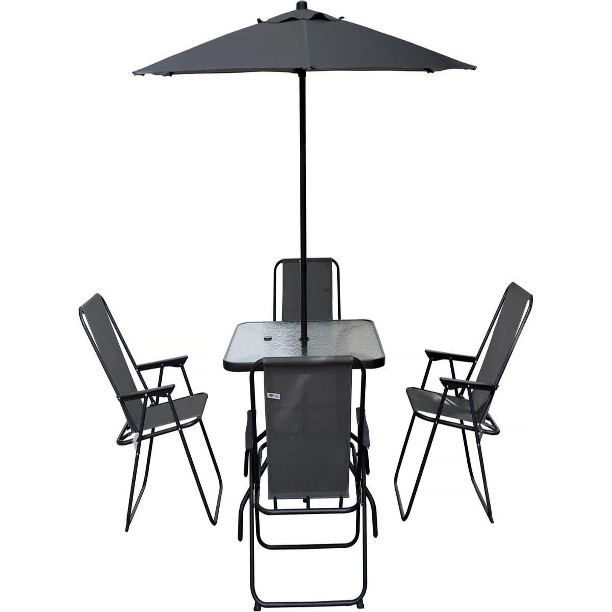 Habitat et Jardin Table et chaises de jardin avec parasol en métal  convivia  - 4 places - gris anthracite