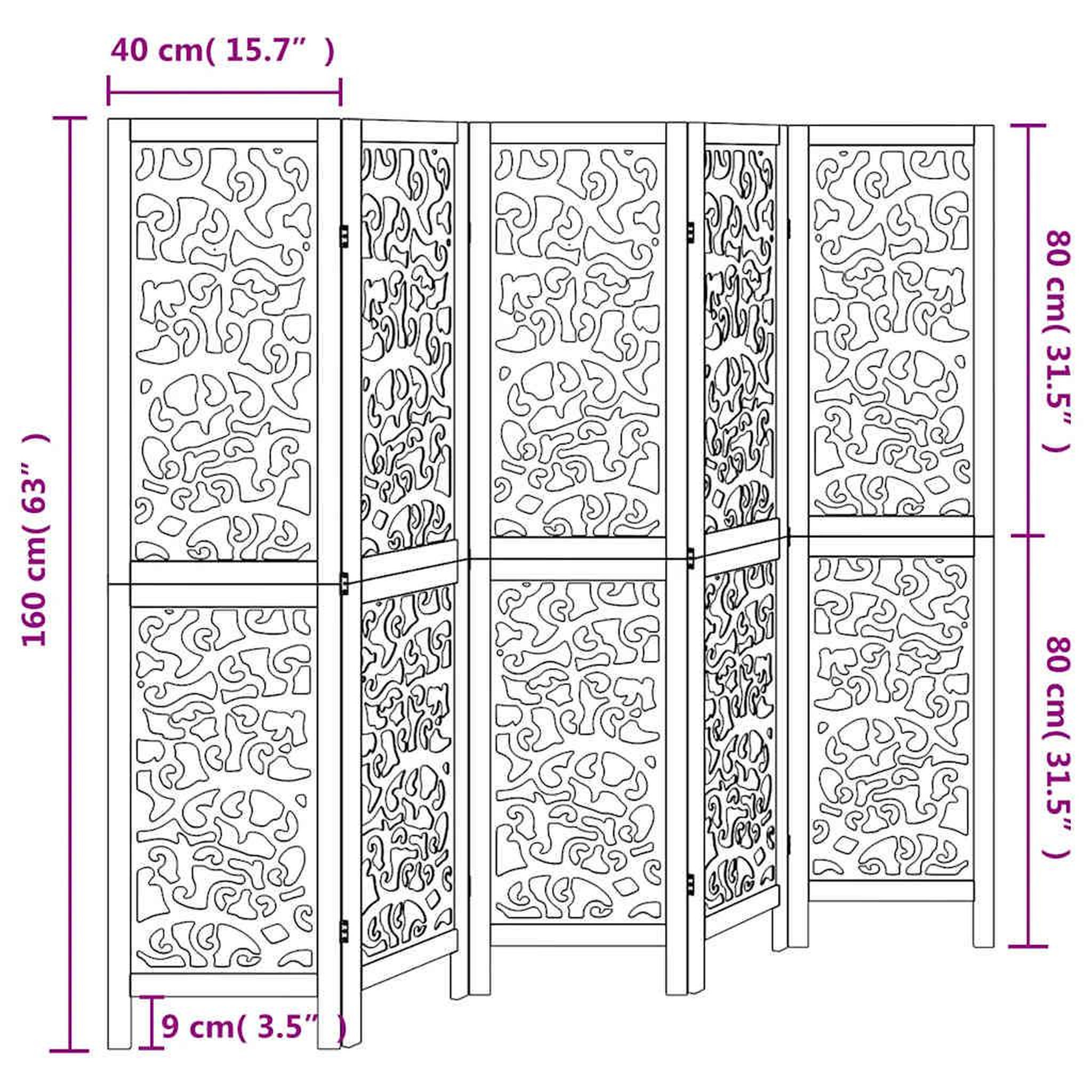 Voir la diapositive 6 : VIDAXL Cloison de separation 5 panneaux blanc bois de paulownia massif