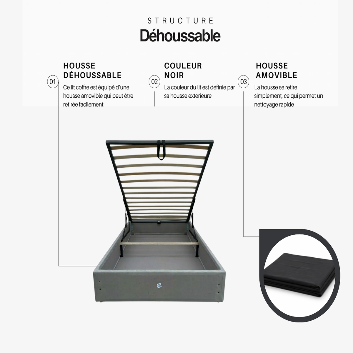 KING OF DREAMS Ensemble Lit Coffre et Matelas  Ferme Très Respirant Tissu