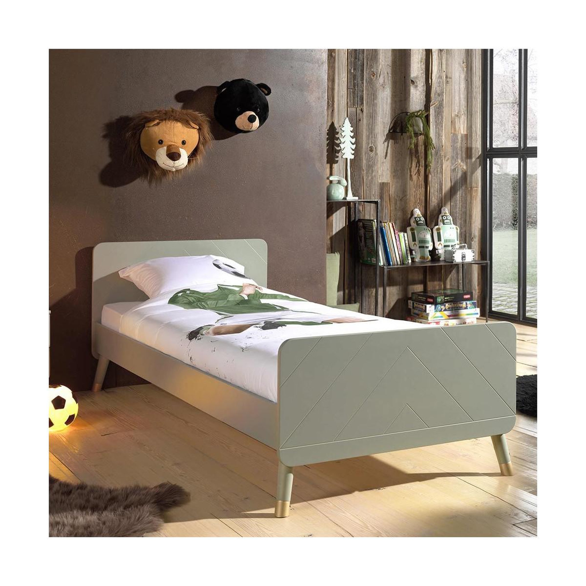 Voir la diapositive 2 : Paris Prix Lit enfant en bois massif  billy  90x200cm vert