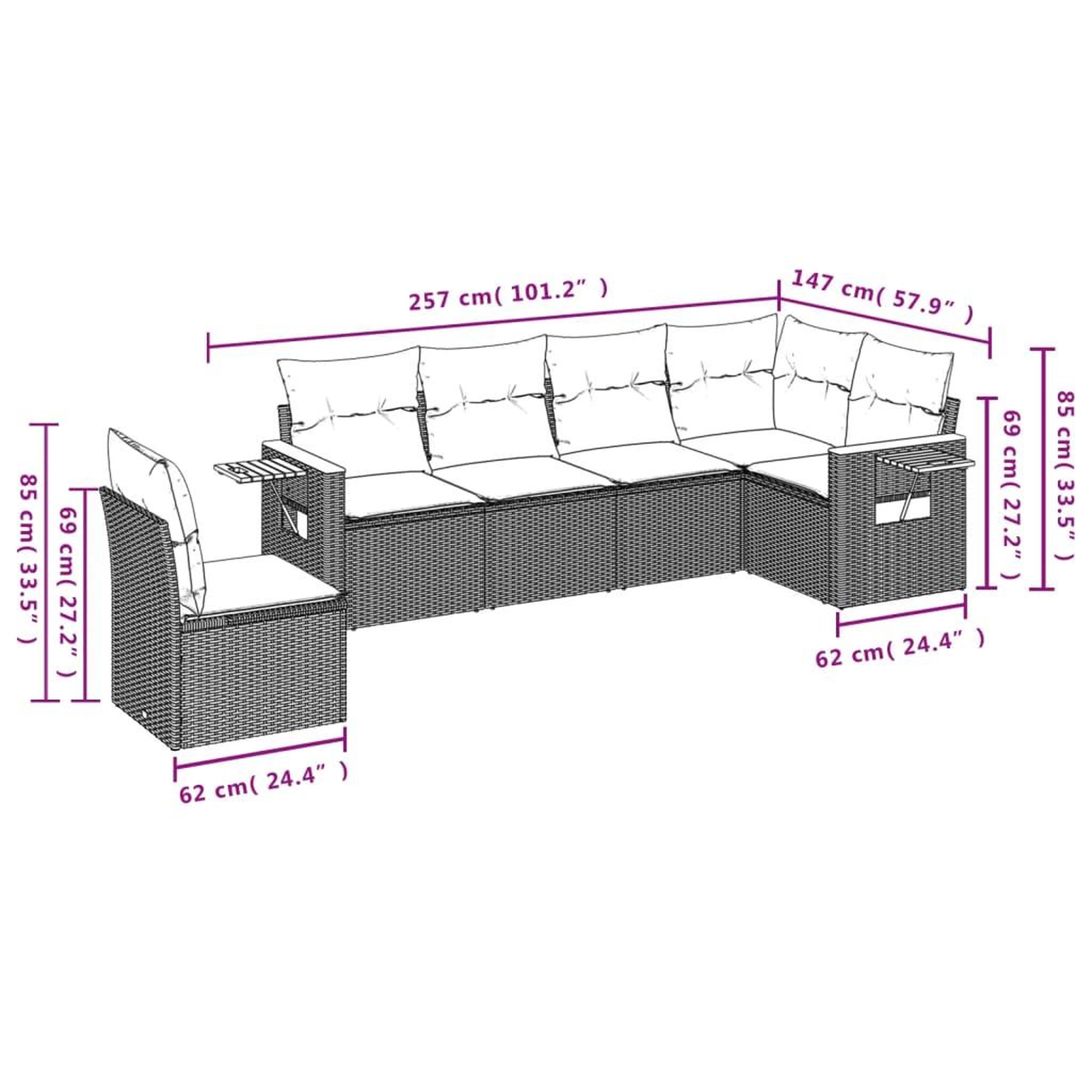 Voir la diapositive 3 : VIDAXL Salon de jardin avec coussins 6 pcs beige resine tressee