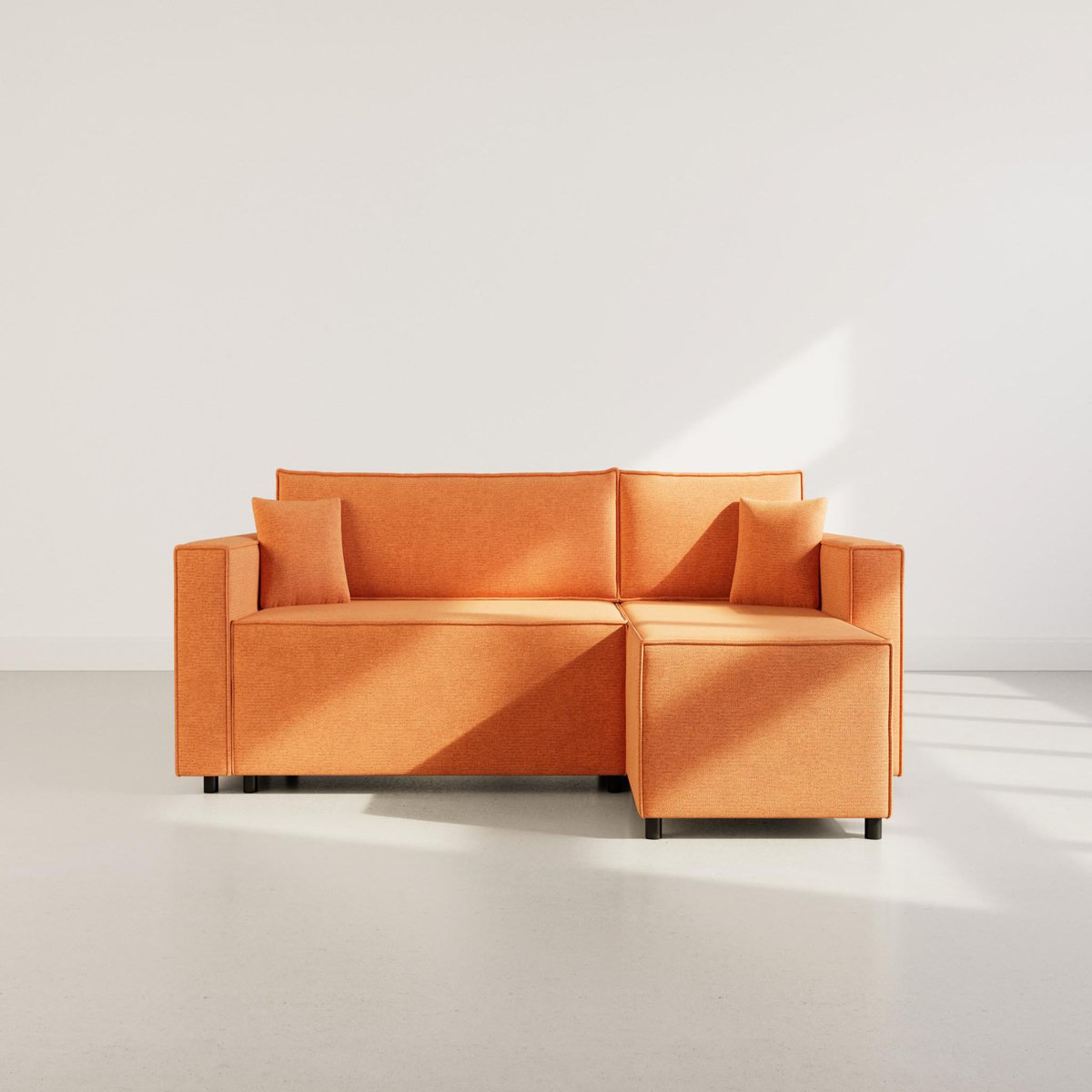 BEST MOBILIER Jonas - canapé d'angle réversible 4 places convertible avec coffre en tissu texturé