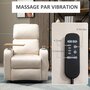 HOMCOM Fauteuil de massage électrique inclinable avec repose-pied télécommande revêtement synthétique tissu 77I x 93P x 105H cm beige