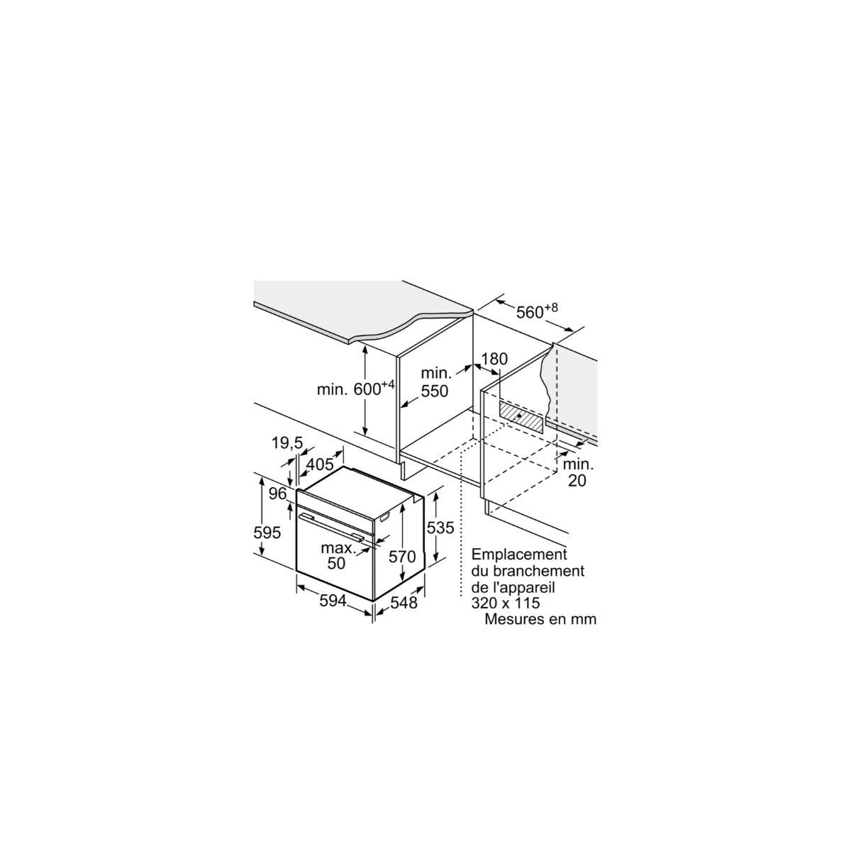 BOSCH Four intégrable multifonction 71l 60cm pyrolyse inox - HBG579BS3F