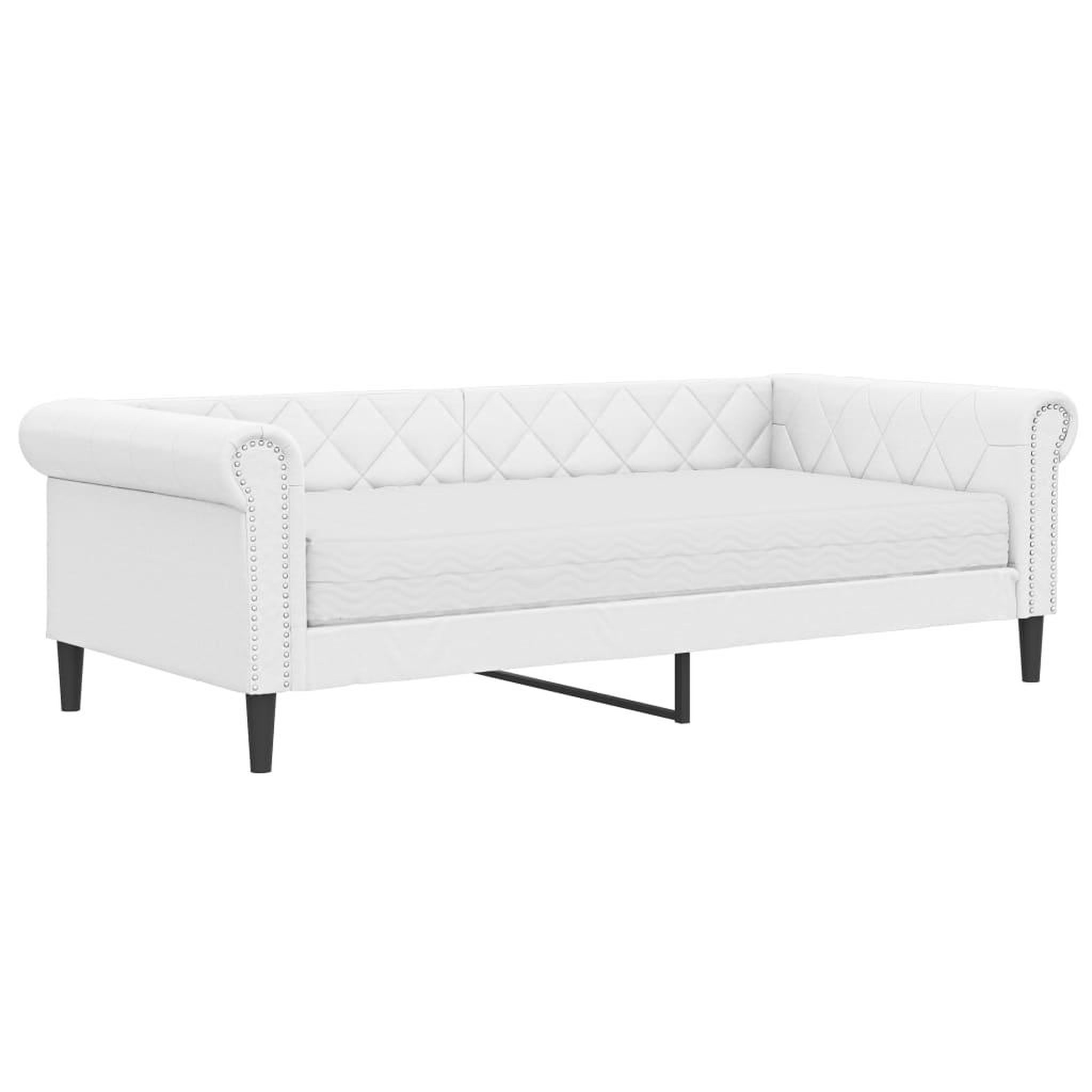 Voir la diapositive 2 : VIDAXL Lit de jour avec matelas blanc 90x200 cm similicuir