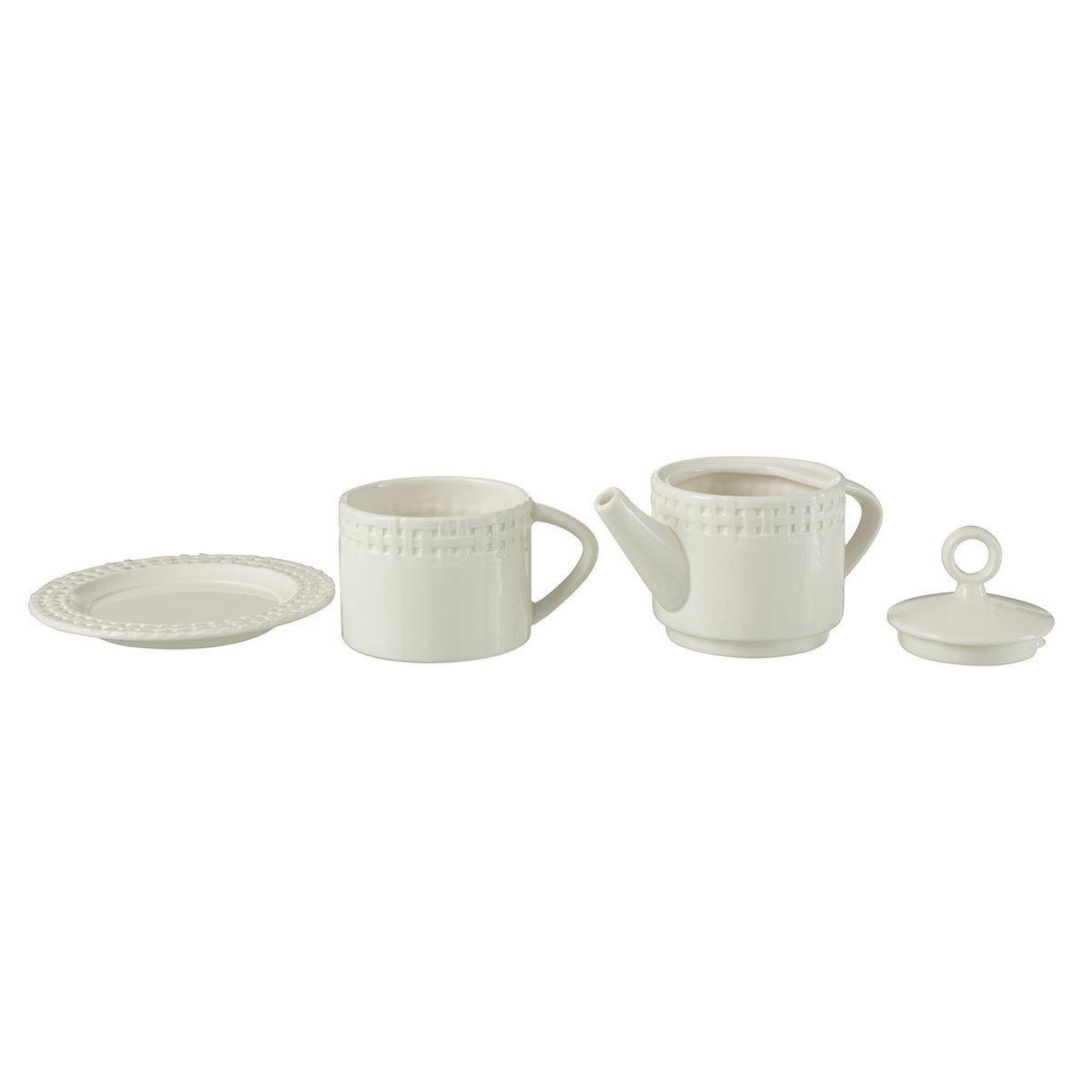 Voir la diapositive 2 : J-LINE Théière & 1 Tasse Design  Vercer  22cm Blanc