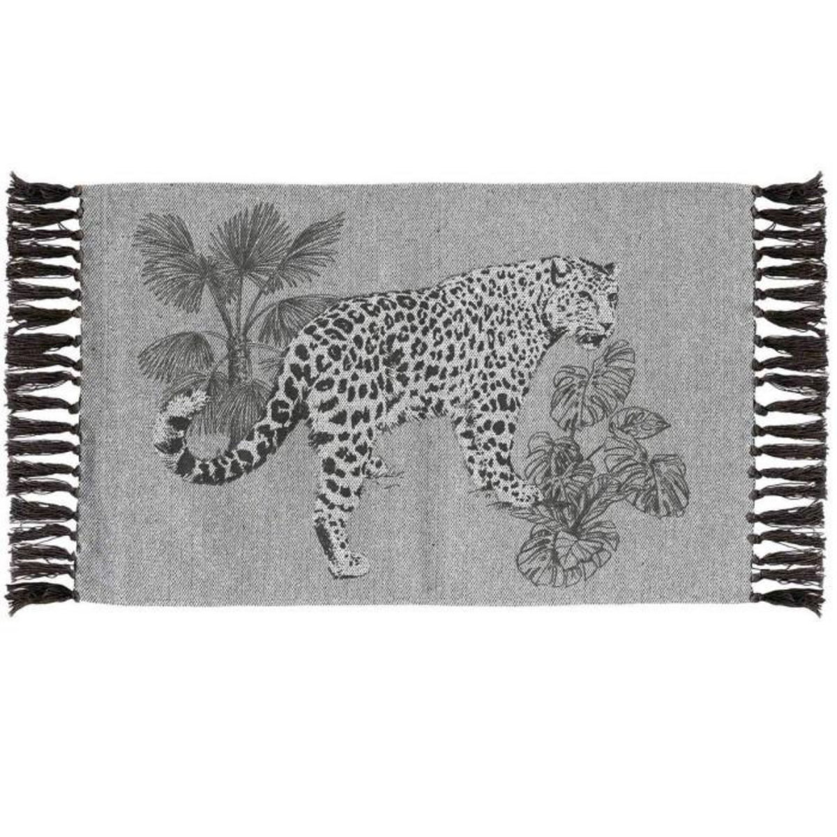 Paris Prix Tapis Imprimé à Franges  Cocoleo  50x80cm Gris