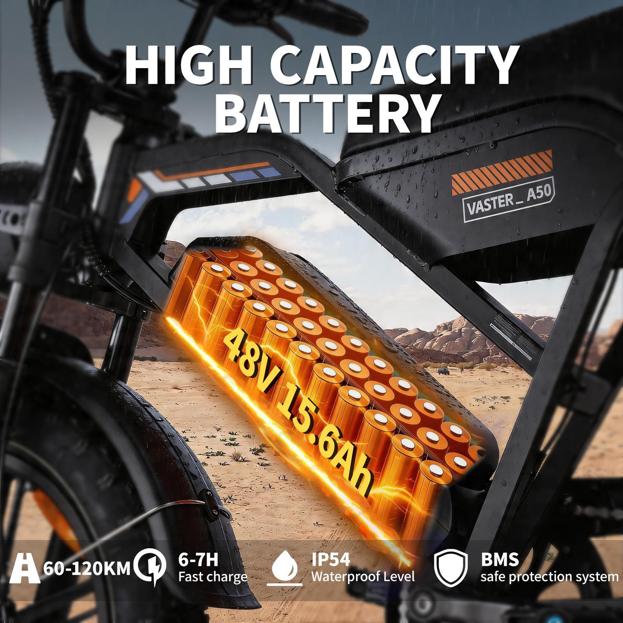 Voir la diapositive 5 : AVDL Vélo électrique à gros pneus avdl a50, batterie 48 v 18 ah, pneus 20 pouces, 7 vitesses, noir