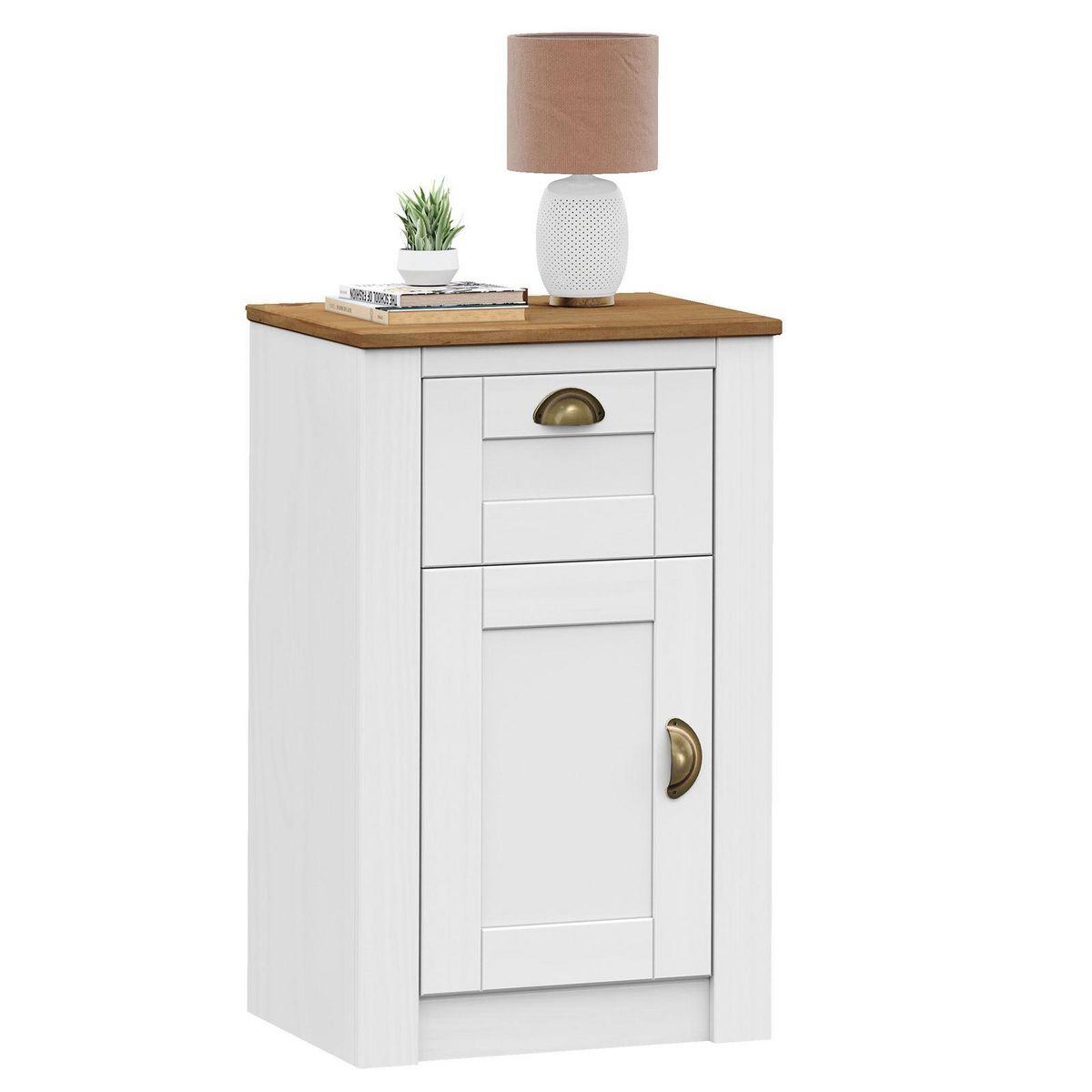 IDIMEX Table de chevet BOLTON avec 1 tiroir et 1 porte, en pin massif