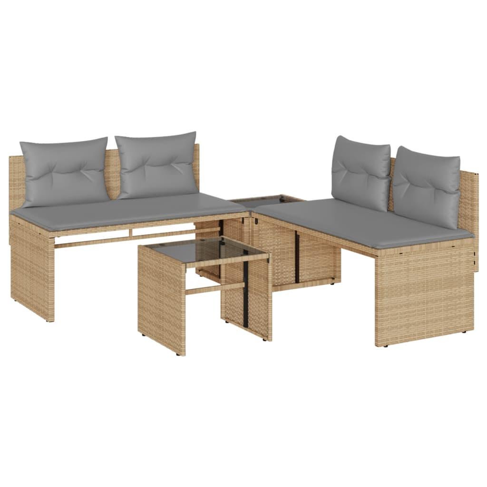 Voir la diapositive 2 : VIDAXL Salon de jardin avec coussins 4 pcs beige resine tressee