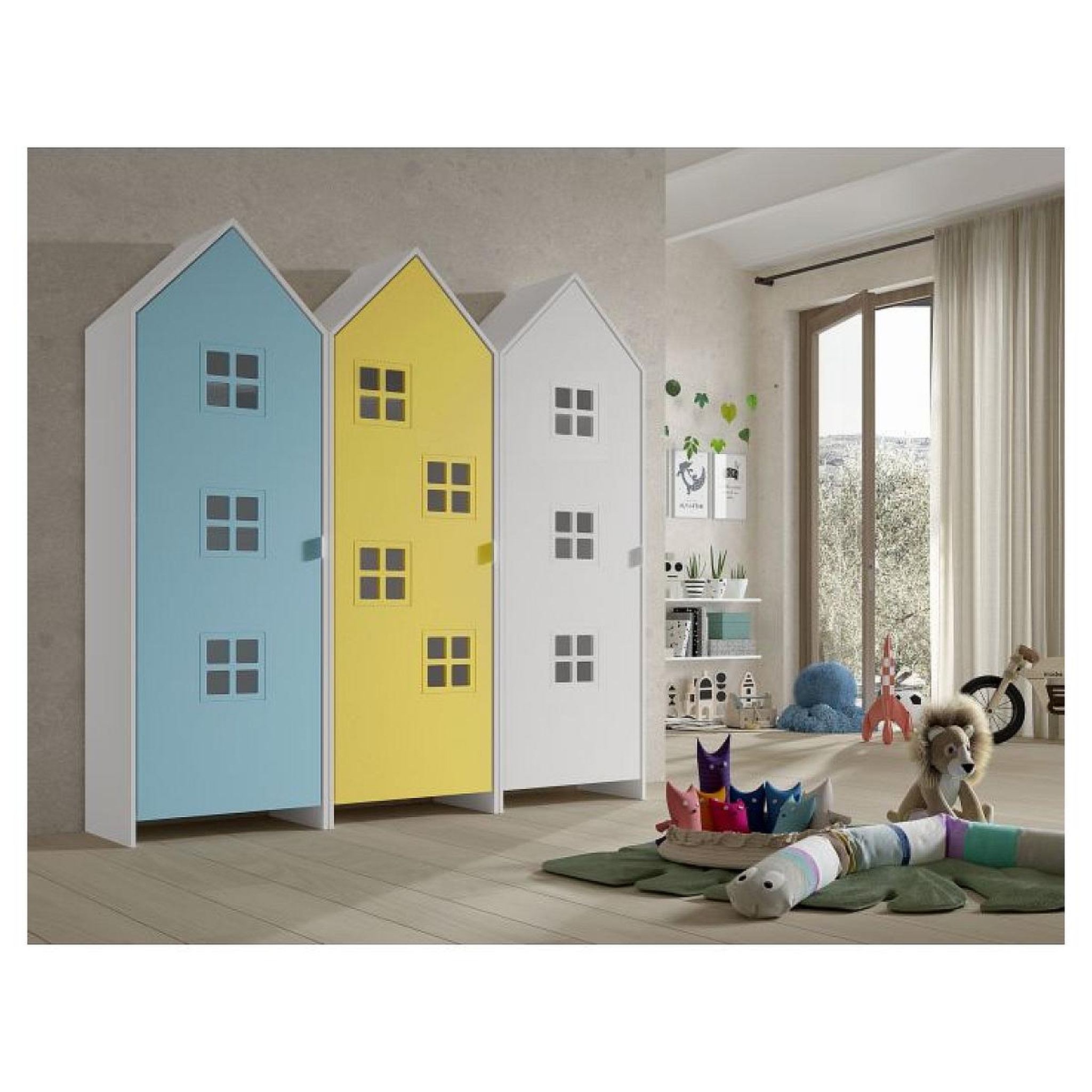 Voir la diapositive 2 : Vipack Combinaison D'armoires 3 Parties Casami Bruges bleu jaune blanc