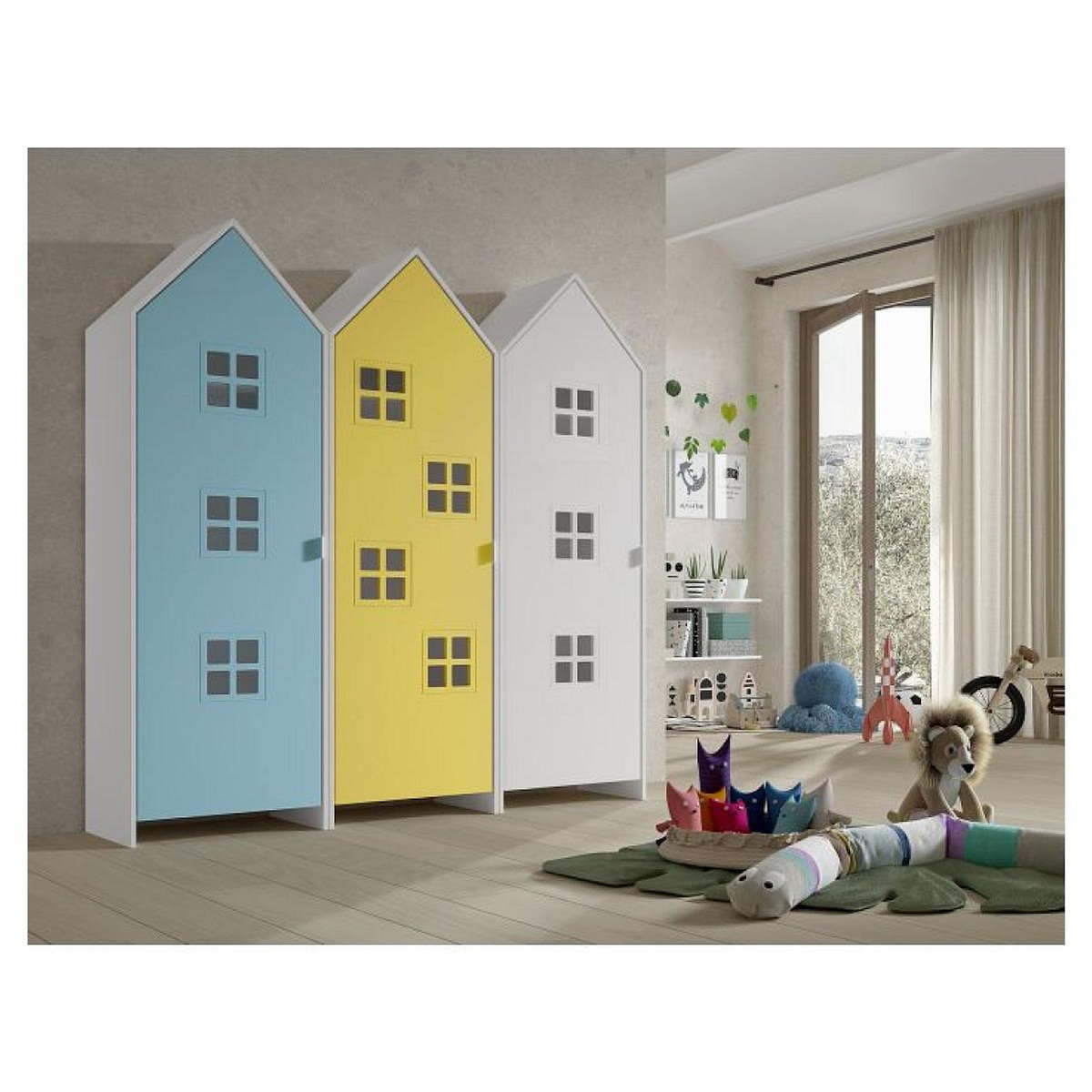 Vipack Combinaison D'armoires 3 Parties Casami Bruges bleu jaune blanc