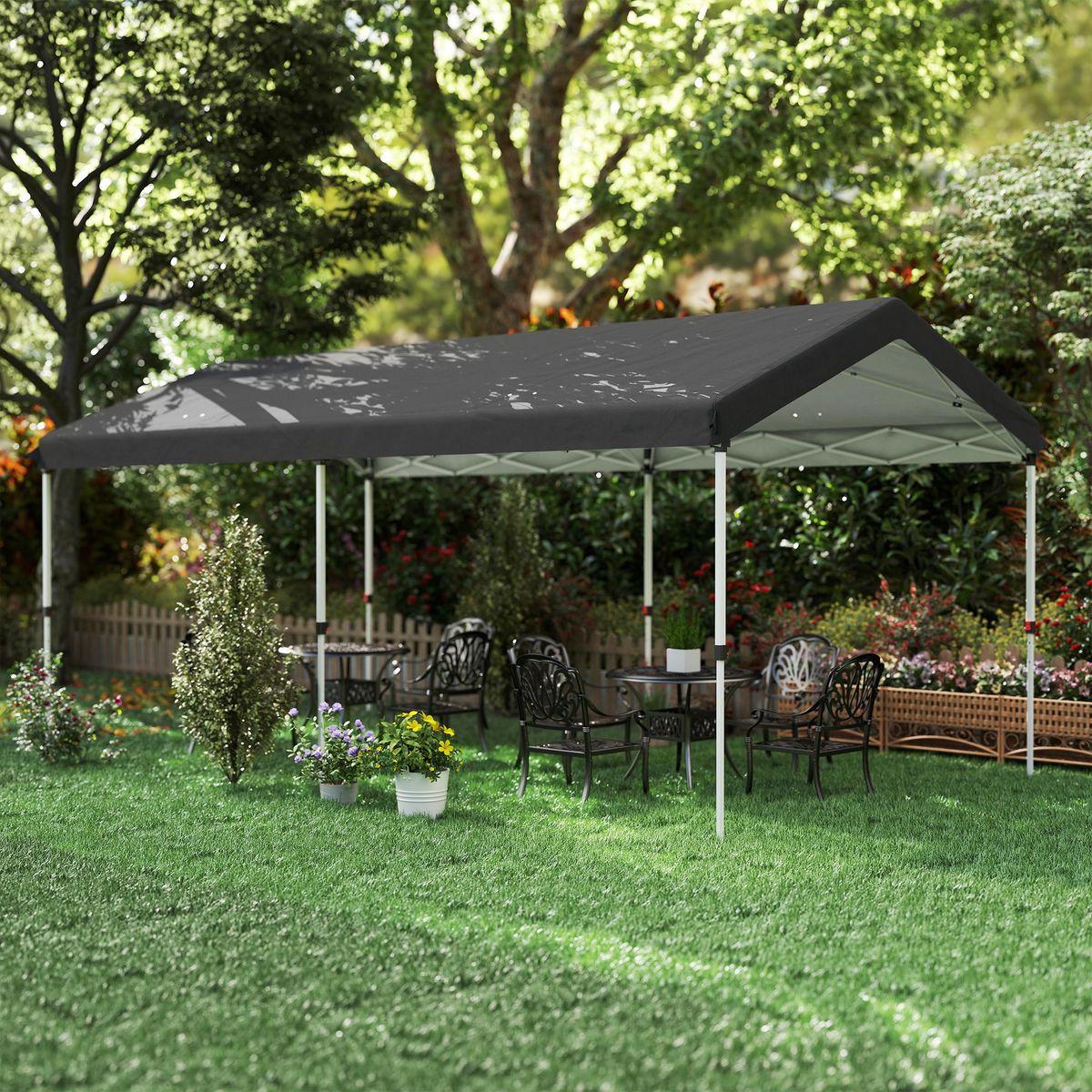 OUTSUNNY Tonnelle barnum pliable pop up 3 x 6 m - hauteur réglable - sac transport toile haute densité UPF50+ gris foncé